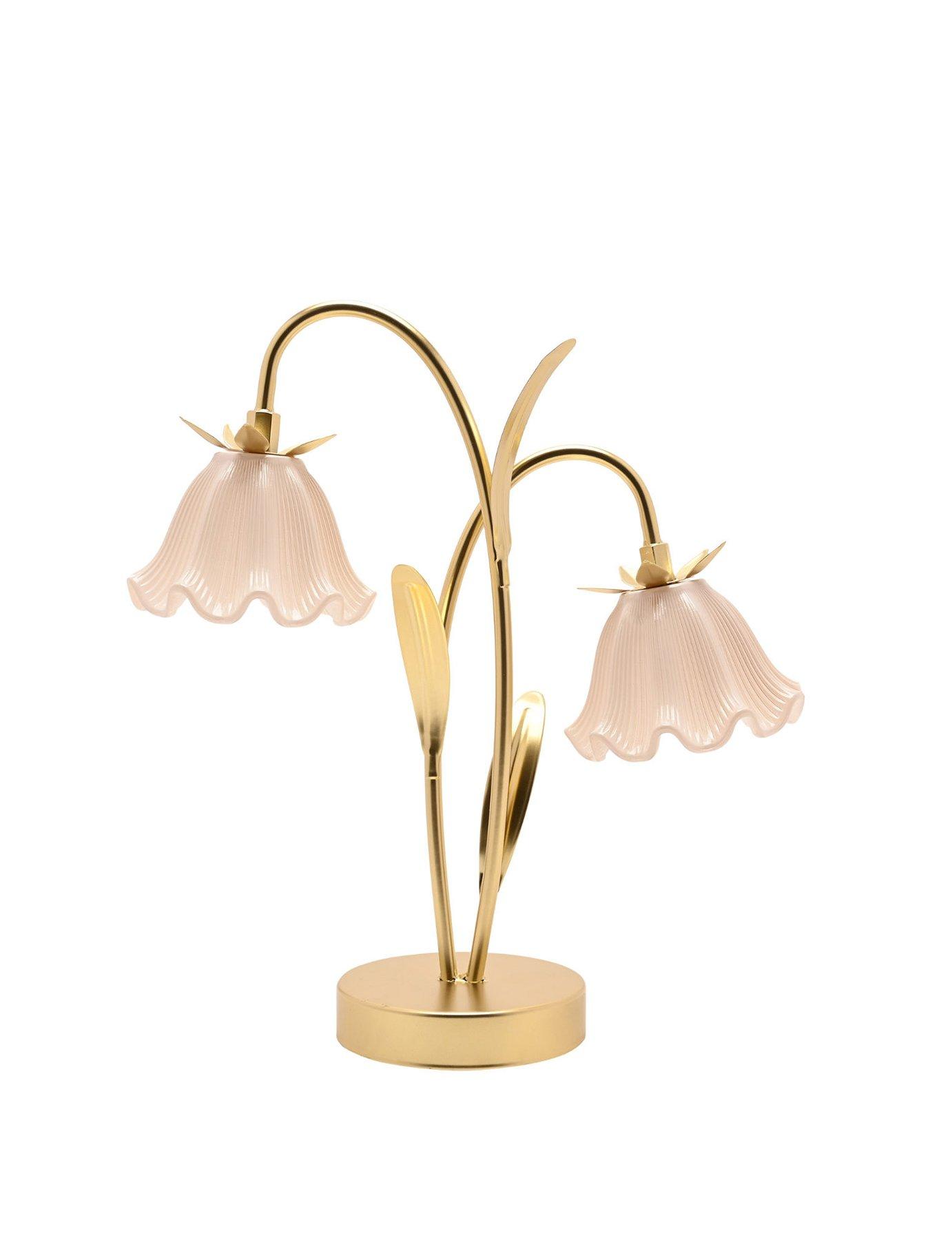 Image 1 of 4 of Hestia Floral 2 Stem Led Table Lamp - Gold