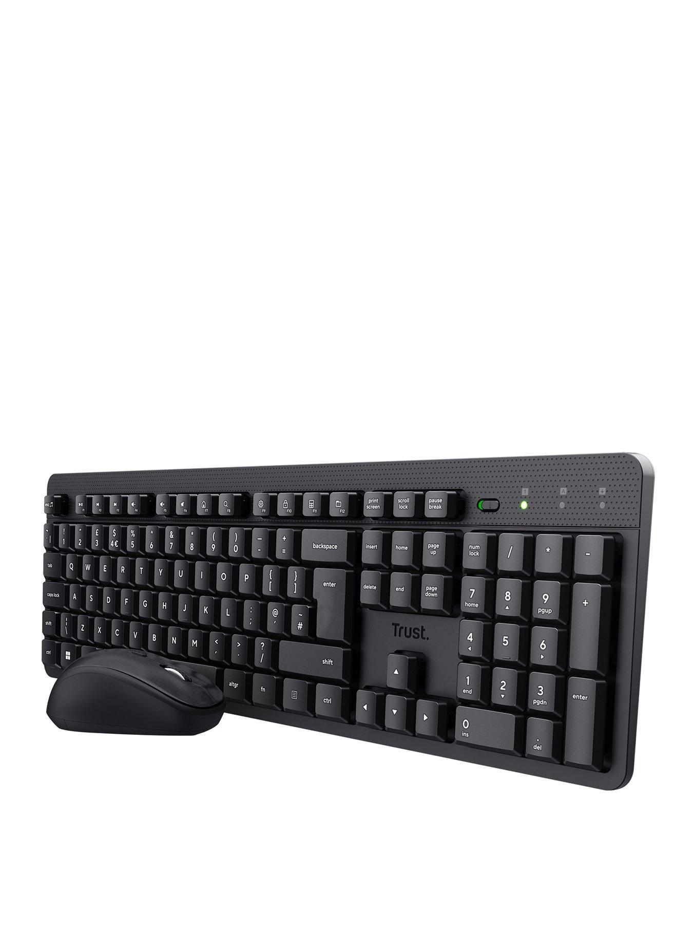 Trust Trust Ody II Wireless Keyboard and Mouse Combo with Silent Keys for PC/ Laptop - UK Layout, Black