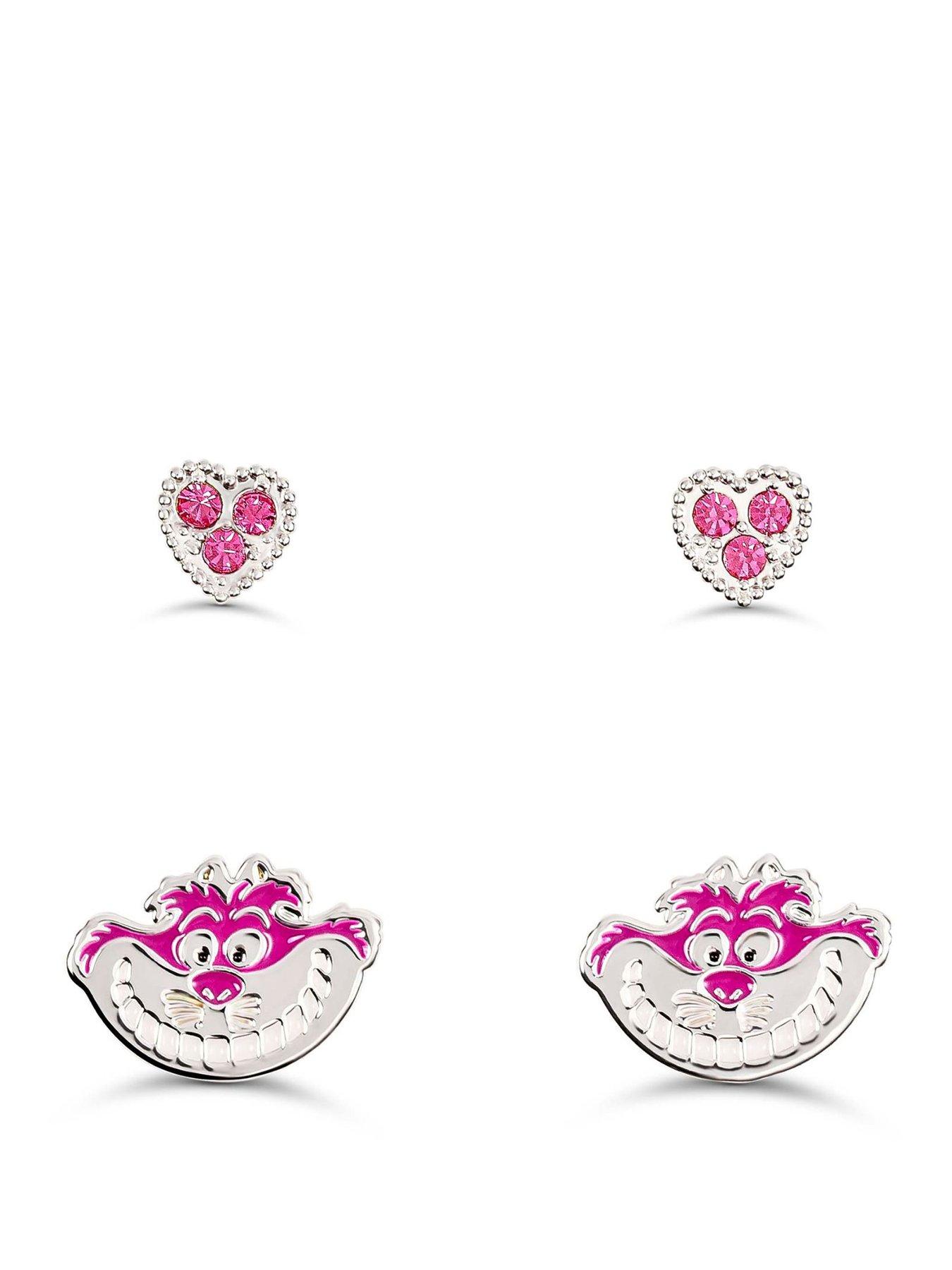 Alice in Wonderland Cheshire Cat 2 Pair Earring With Stones - Multi