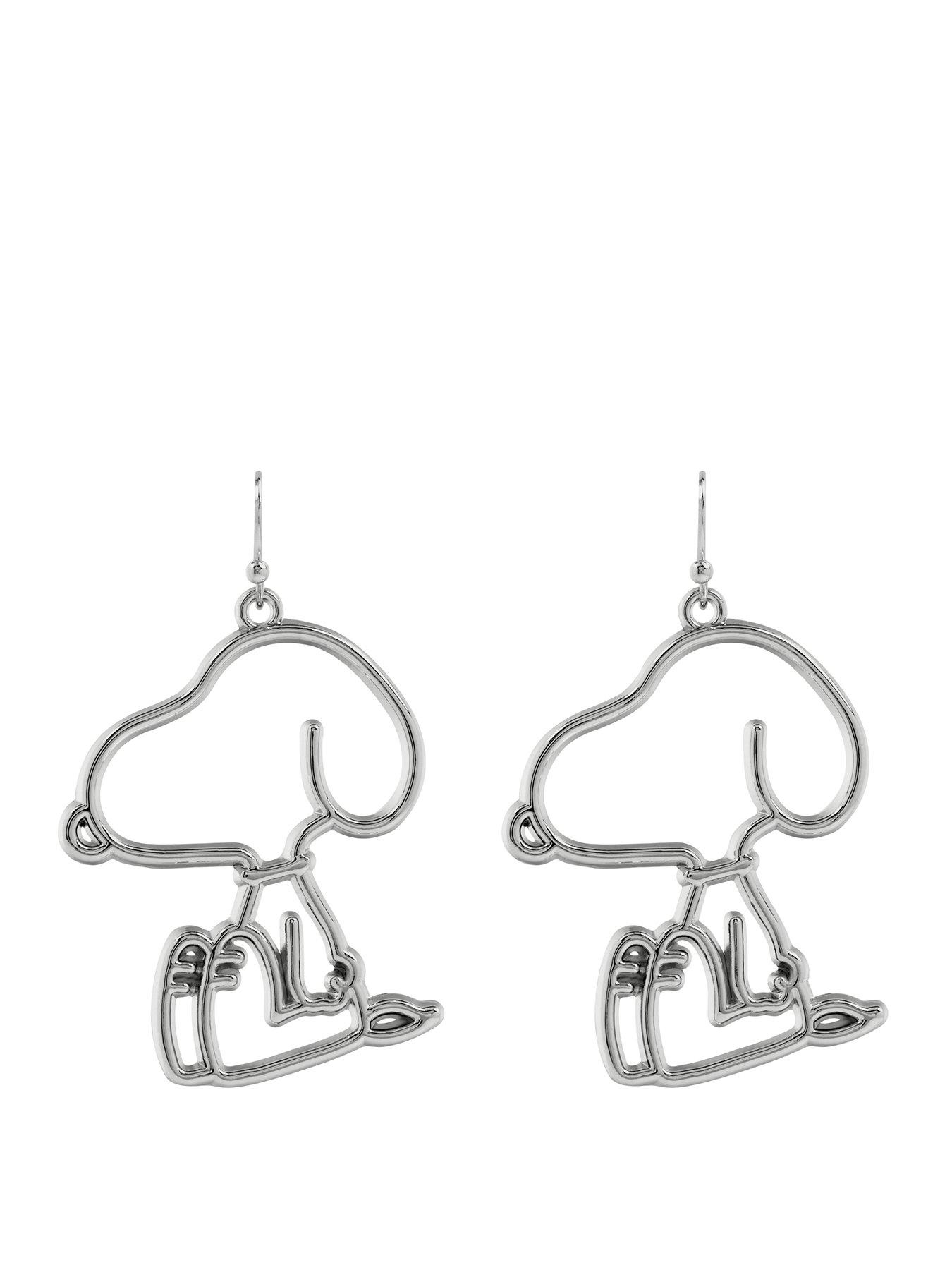 snoopy-peanuts-plated-hollow-drop-earrings-silverfront