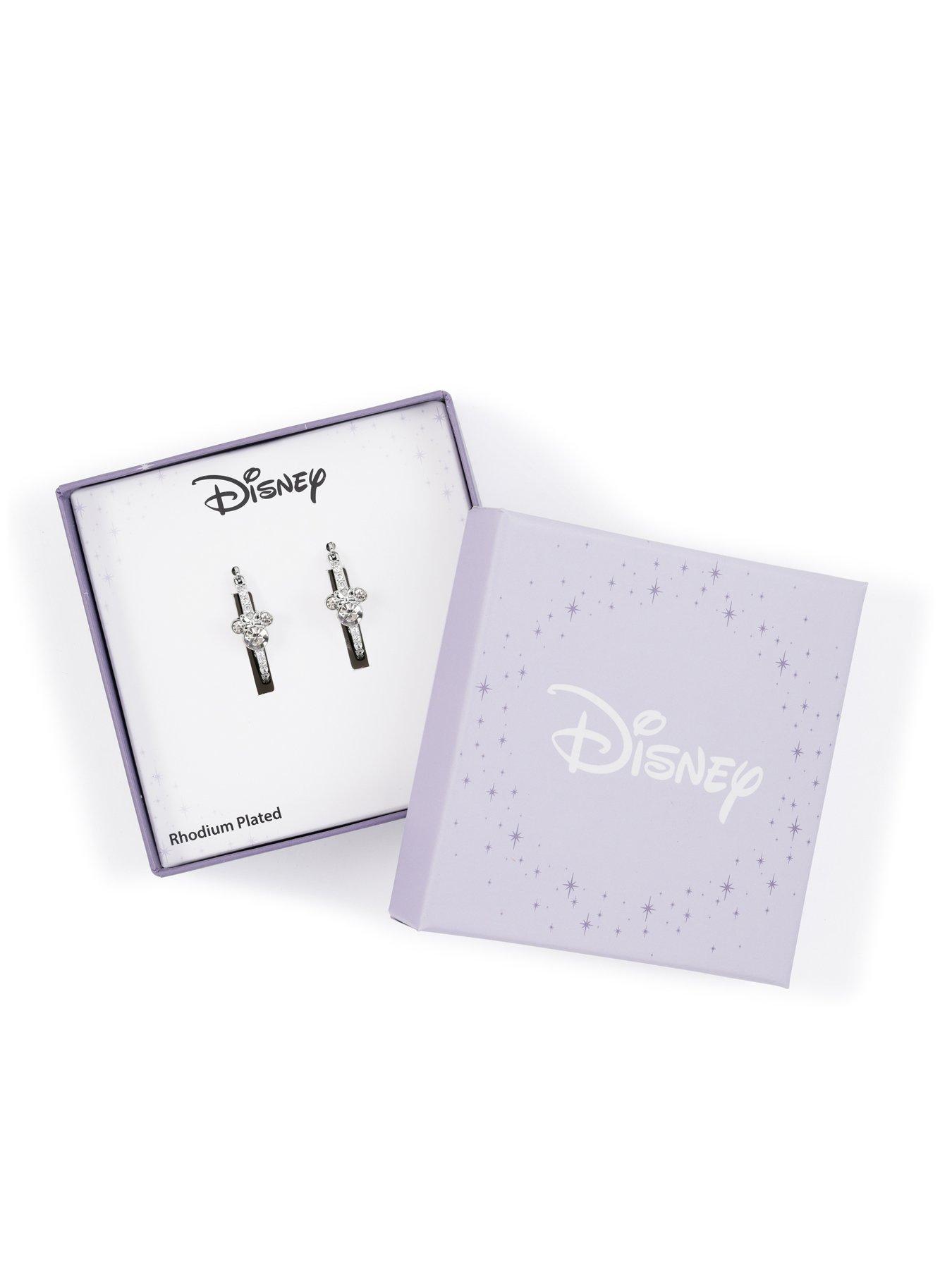Image 4 of 4 of Minnie Mouse Plated Stone Set Hoop Earrings - Silver