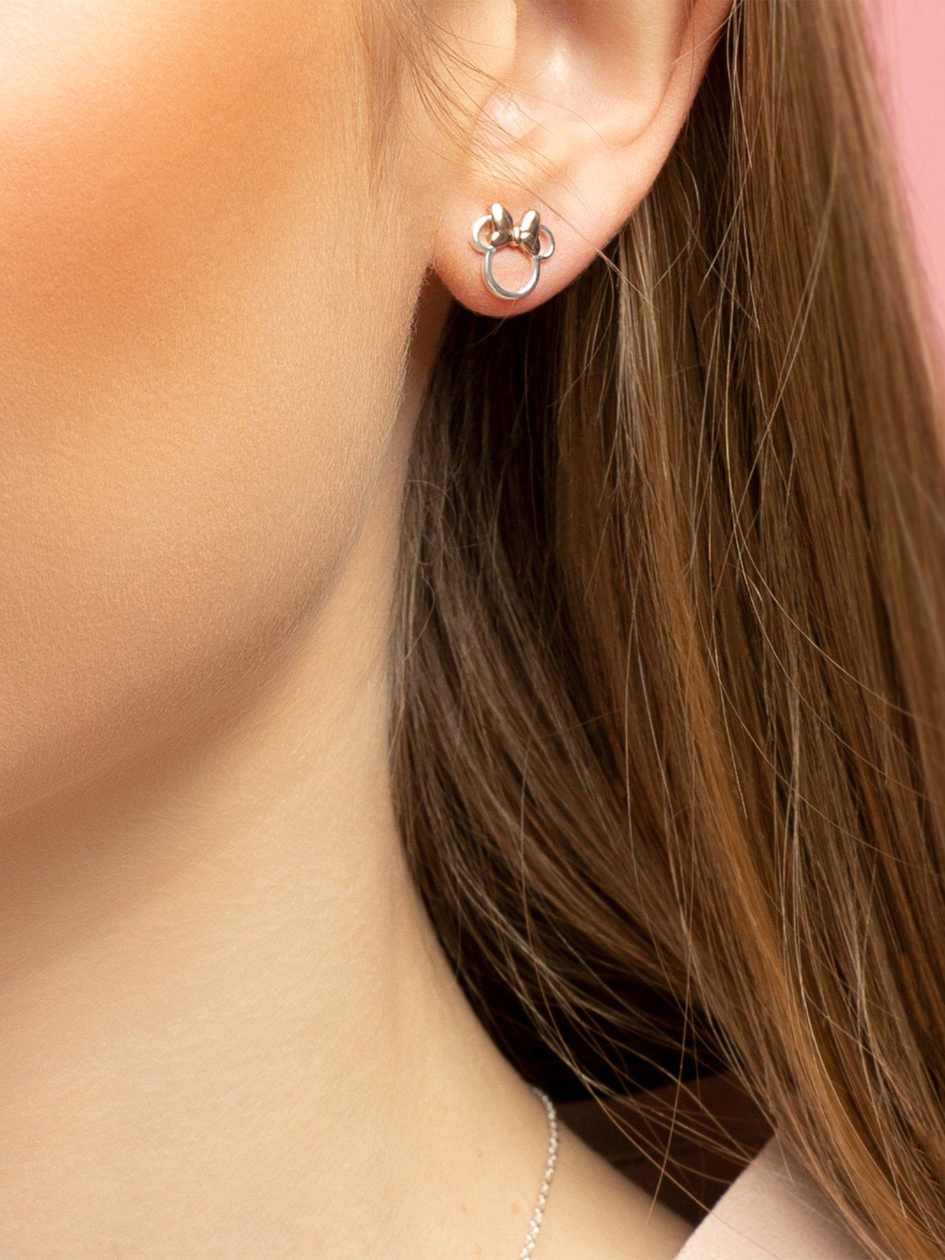 Image 3 of 4 of Minnie Mouse Brass Minnie Mouse Cut-Out Stud Earring - Silver