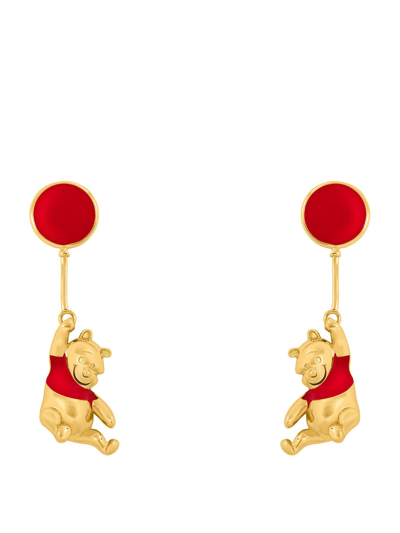 Winnie The Pooh Red And Floating Balloon Drop Earrings - Multi