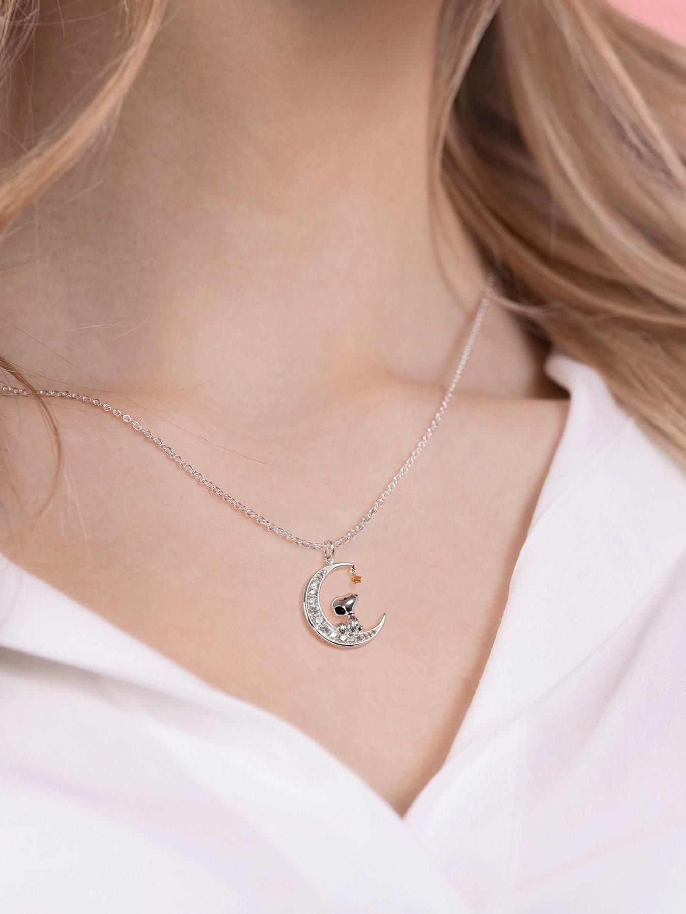 Image 3 of 4 of Hello Kitty Peanuts Stone Set Moon Necklace - Multi