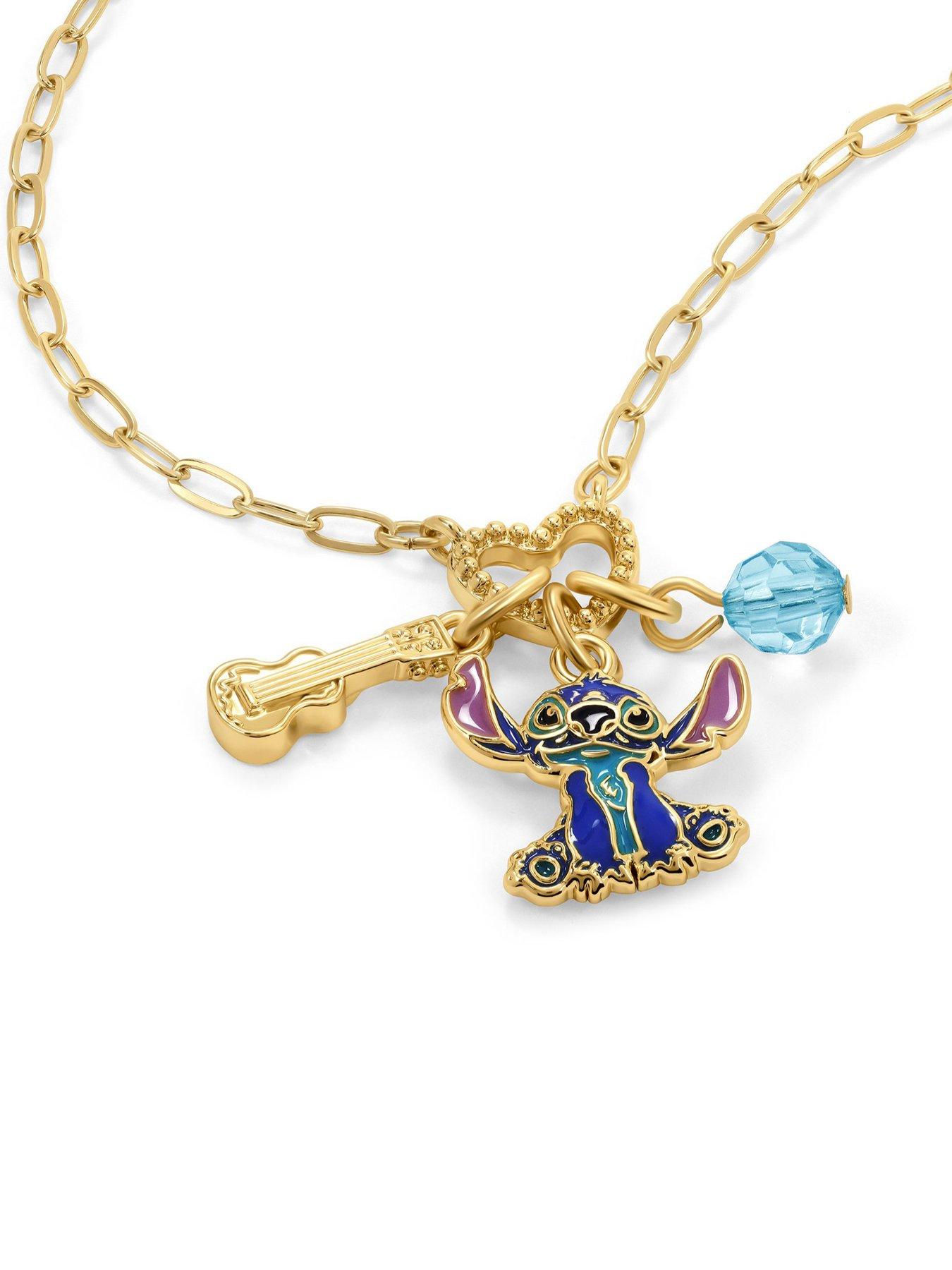 Image 2 of 3 of Disney Stitch Charm Necklace With Stones - Gold