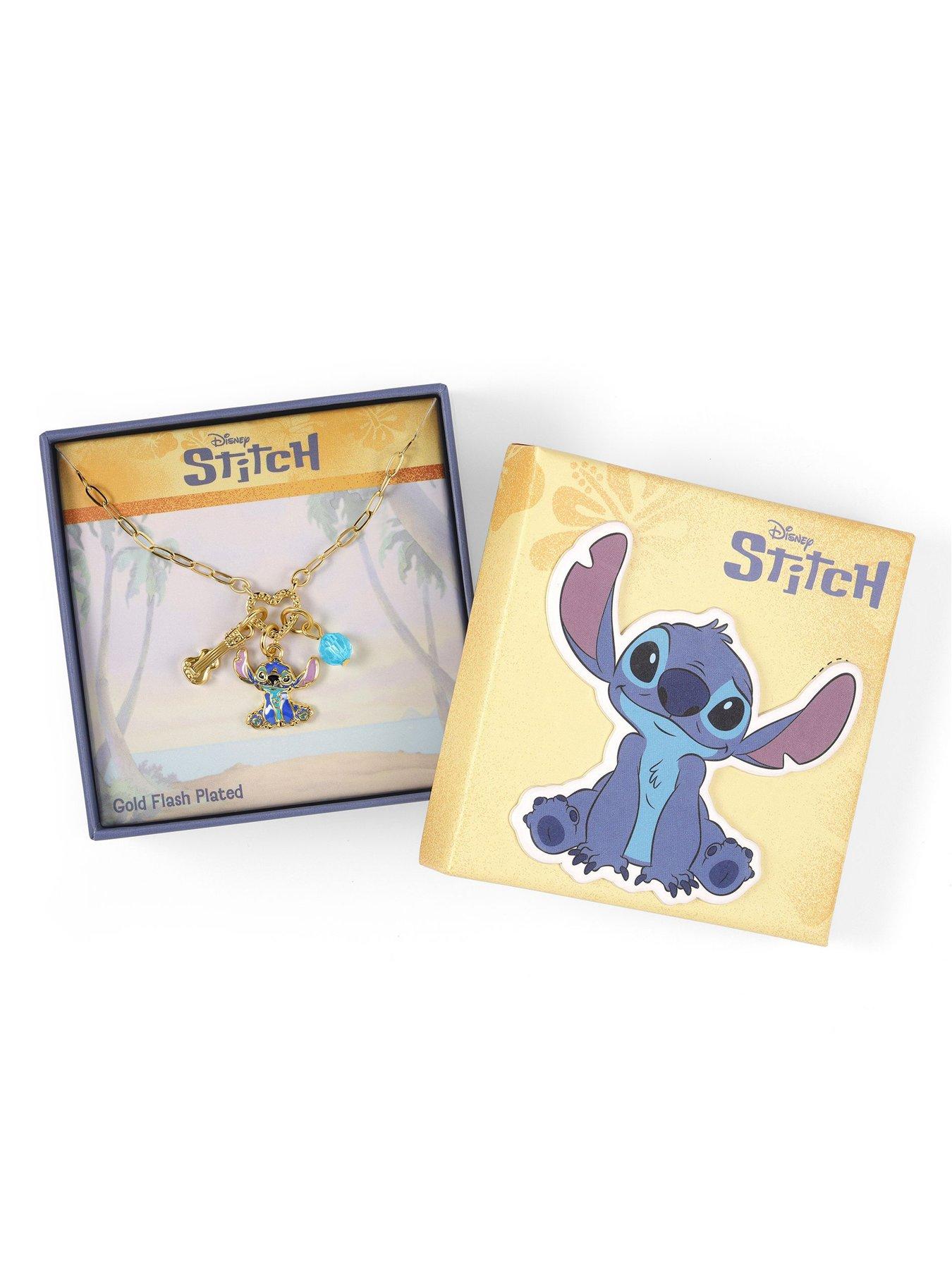 Image 3 of 3 of Disney Stitch Charm Necklace With Stones - Gold