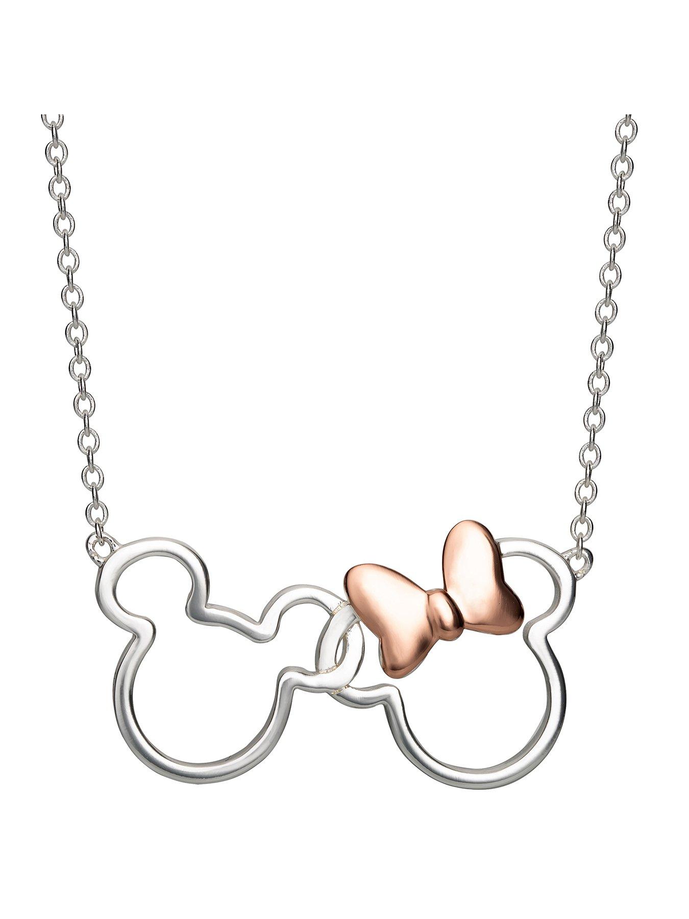 Image 1 of 3 of Minnie Mouse Disney And Mickey Plated Necklace - Silver