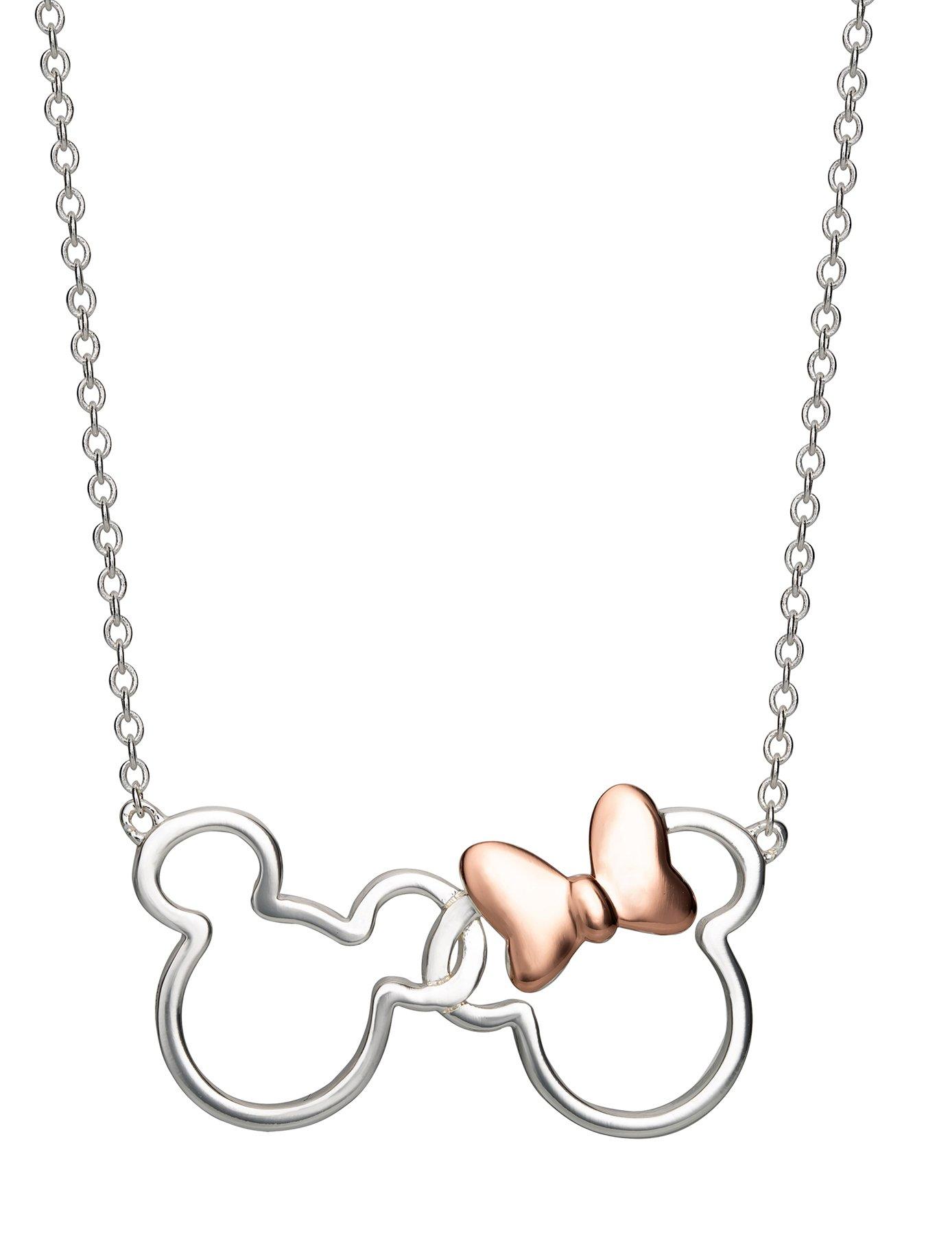 Image 2 of 3 of Minnie Mouse Disney And Mickey Plated Necklace - Silver