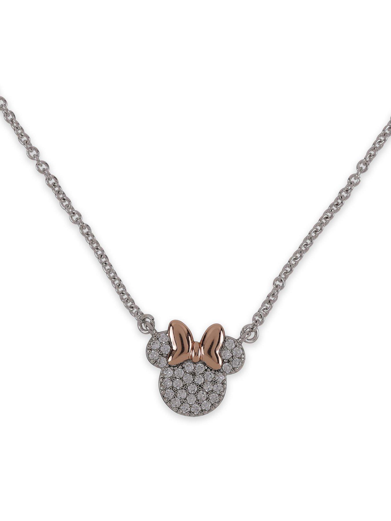 Image 3 of 4 of Minnie Mouse Disney Plated Necklace And Stud Earring Set - Silver