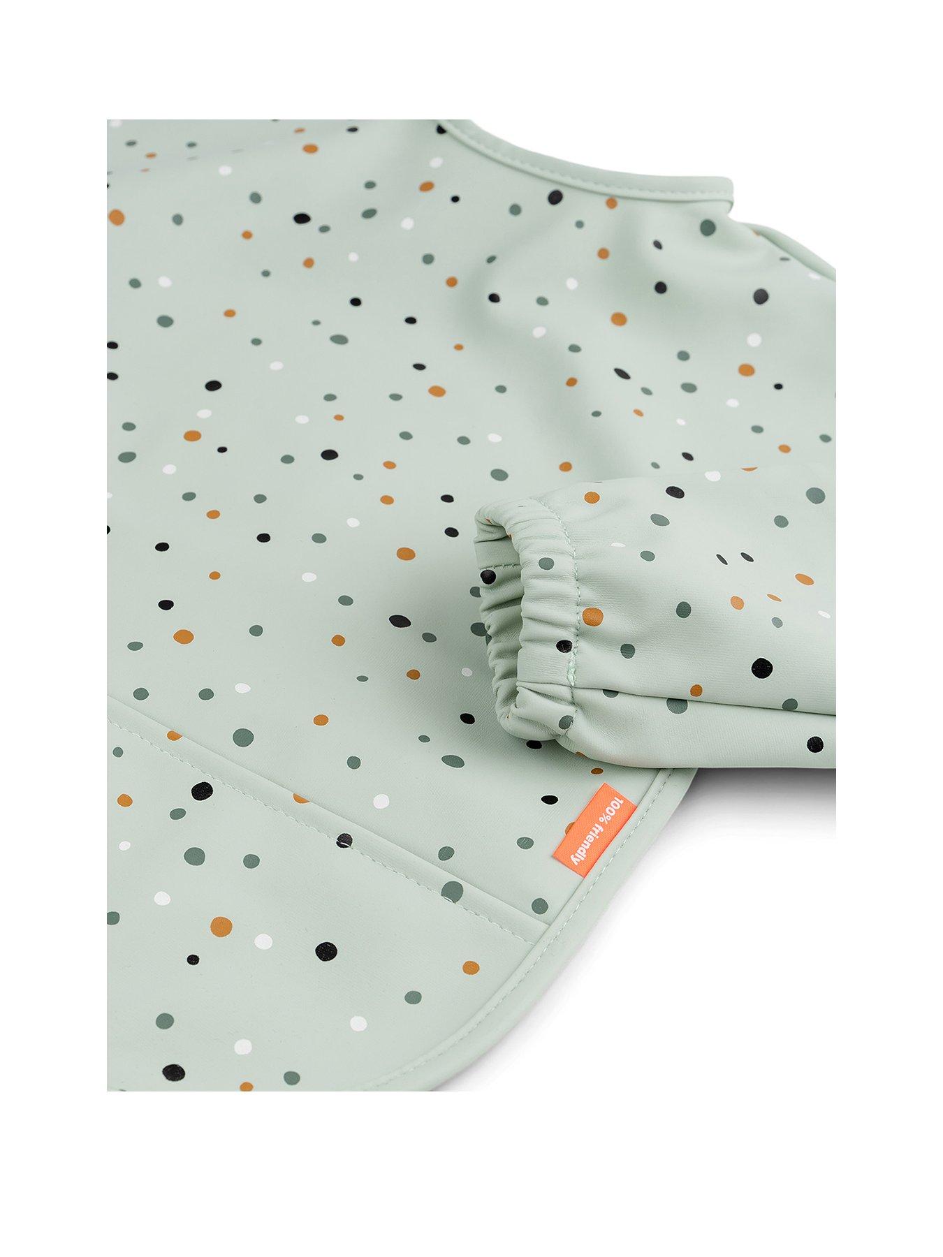 done-by-deer-sleeved-pocket-bib-happy-dots-greenstillFront