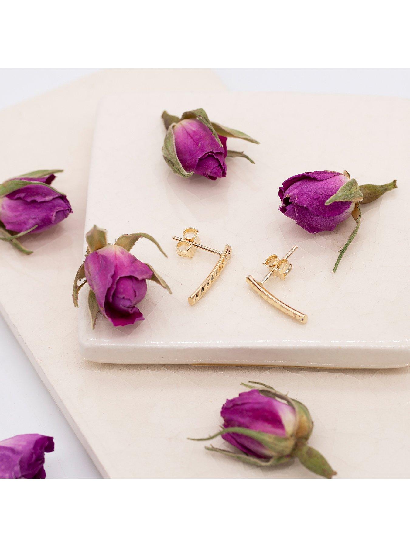 Image 4 of 4 of The Love Collection 9ct Yellow Gold Diamond Cut Bar Drop Earring
