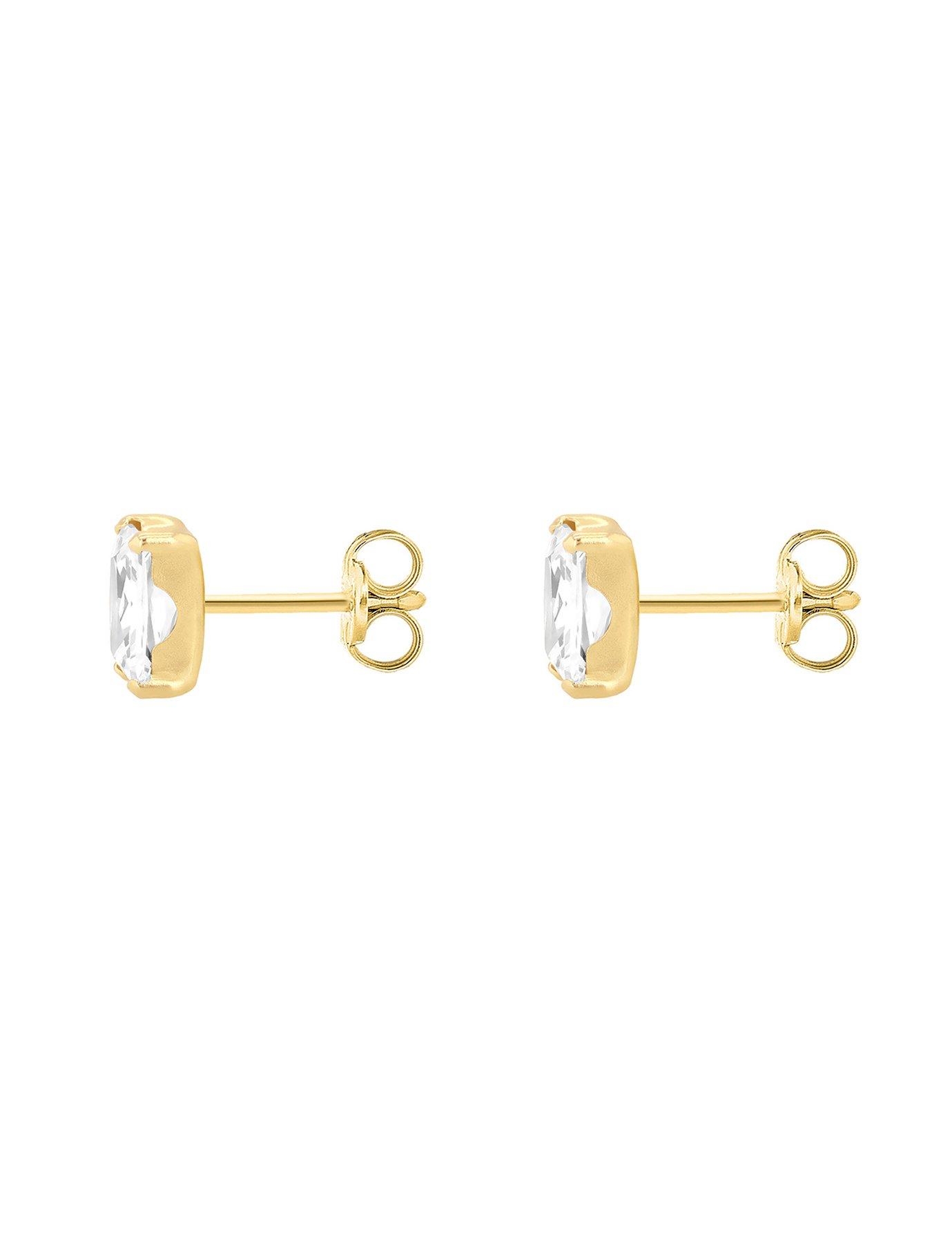 Image 3 of 4 of The Love Collection 9ct Yellow Gold 4mm x 6mm  Rectangle CZ Stud Earring