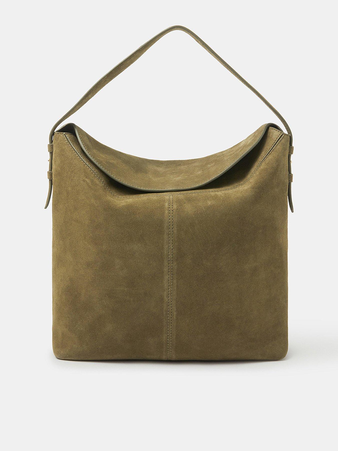 Image 1 of 5 of Accessorize Fold Top Suede Shoulder Bag