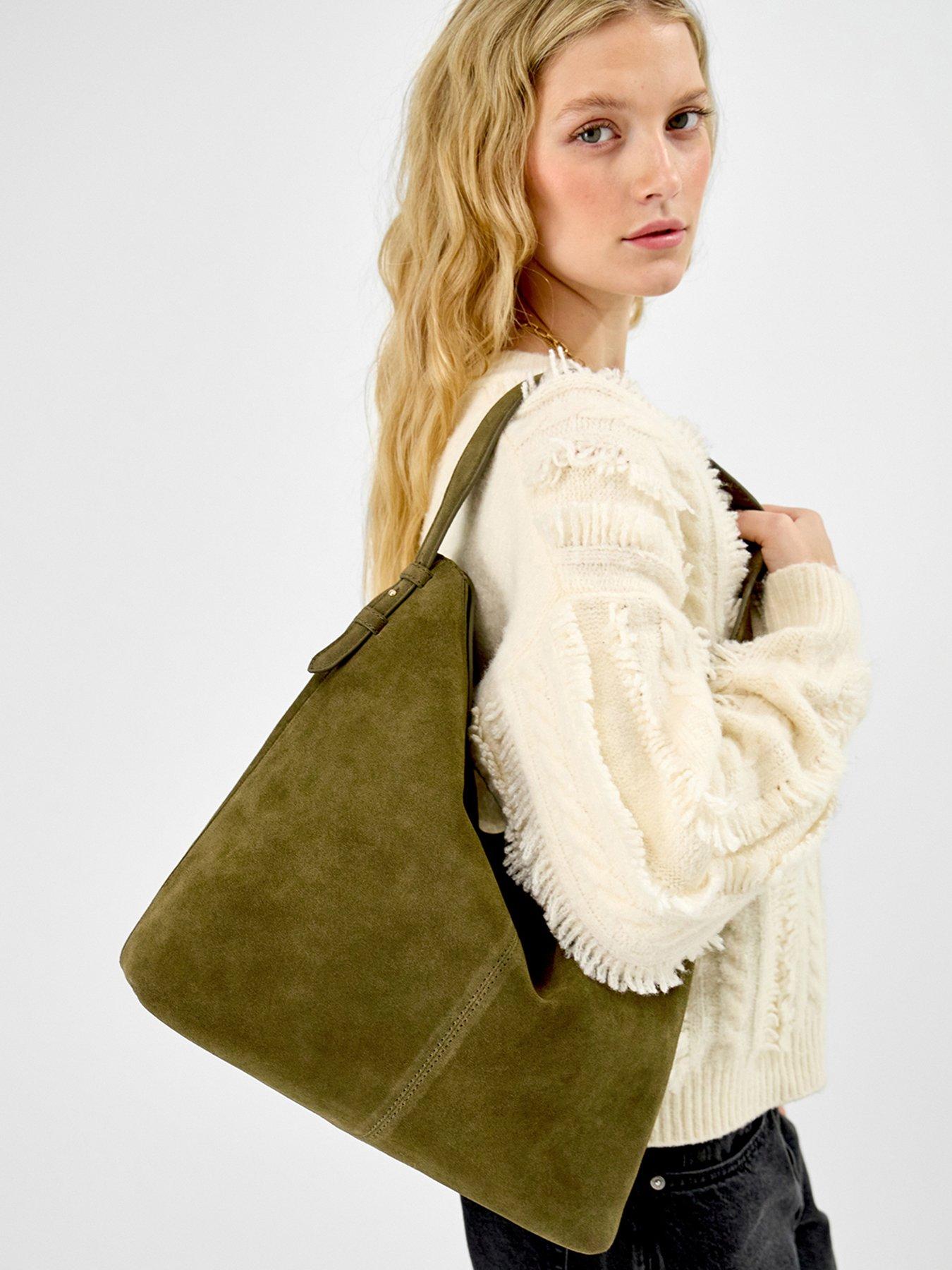Image 2 of 5 of Accessorize Fold Top Suede Shoulder Bag
