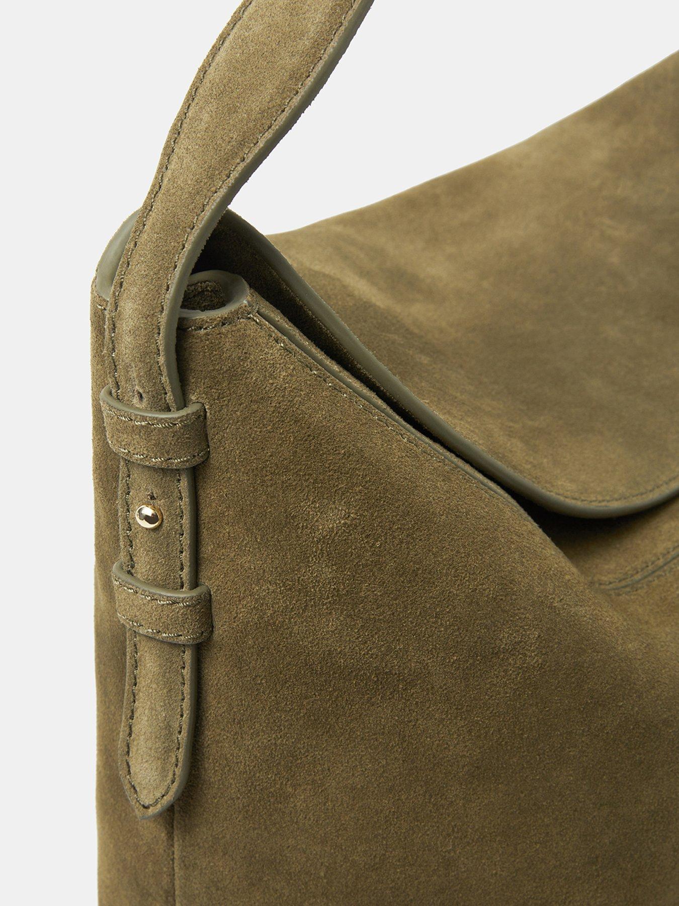 Image 4 of 5 of Accessorize Fold Top Suede Shoulder Bag