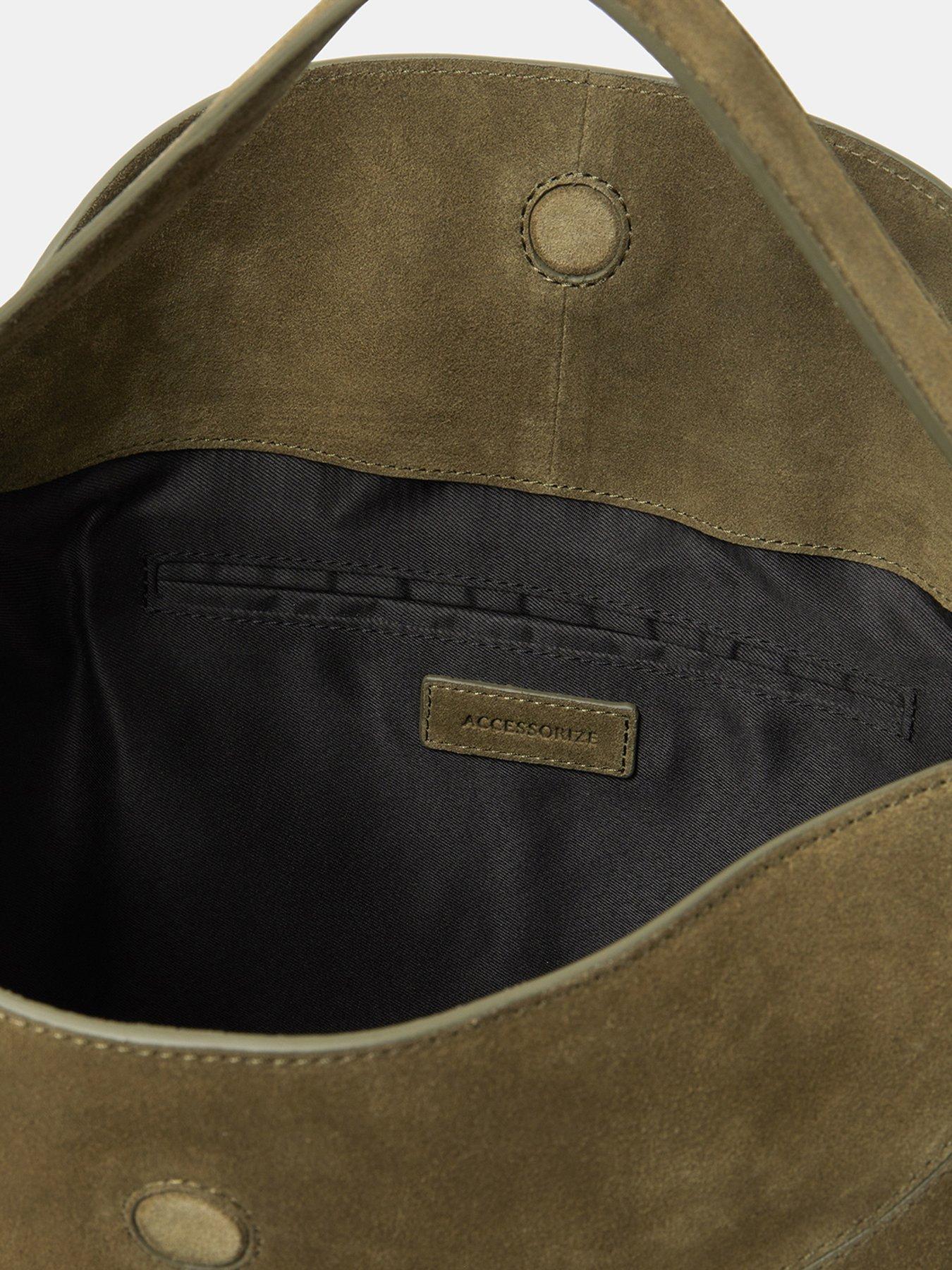Image 5 of 5 of Accessorize Fold Top Suede Shoulder Bag