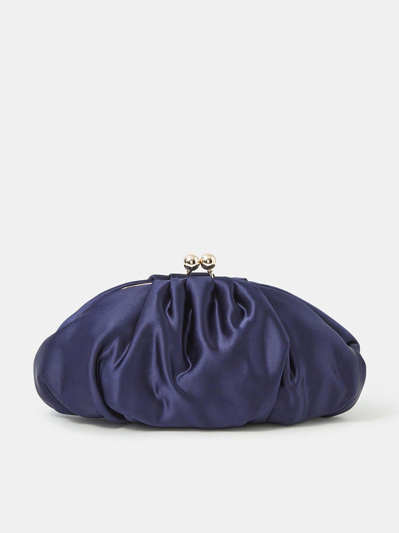 Image 1 of 5 of Accessorize Ruched Satin Clip Frame Clutch Bag