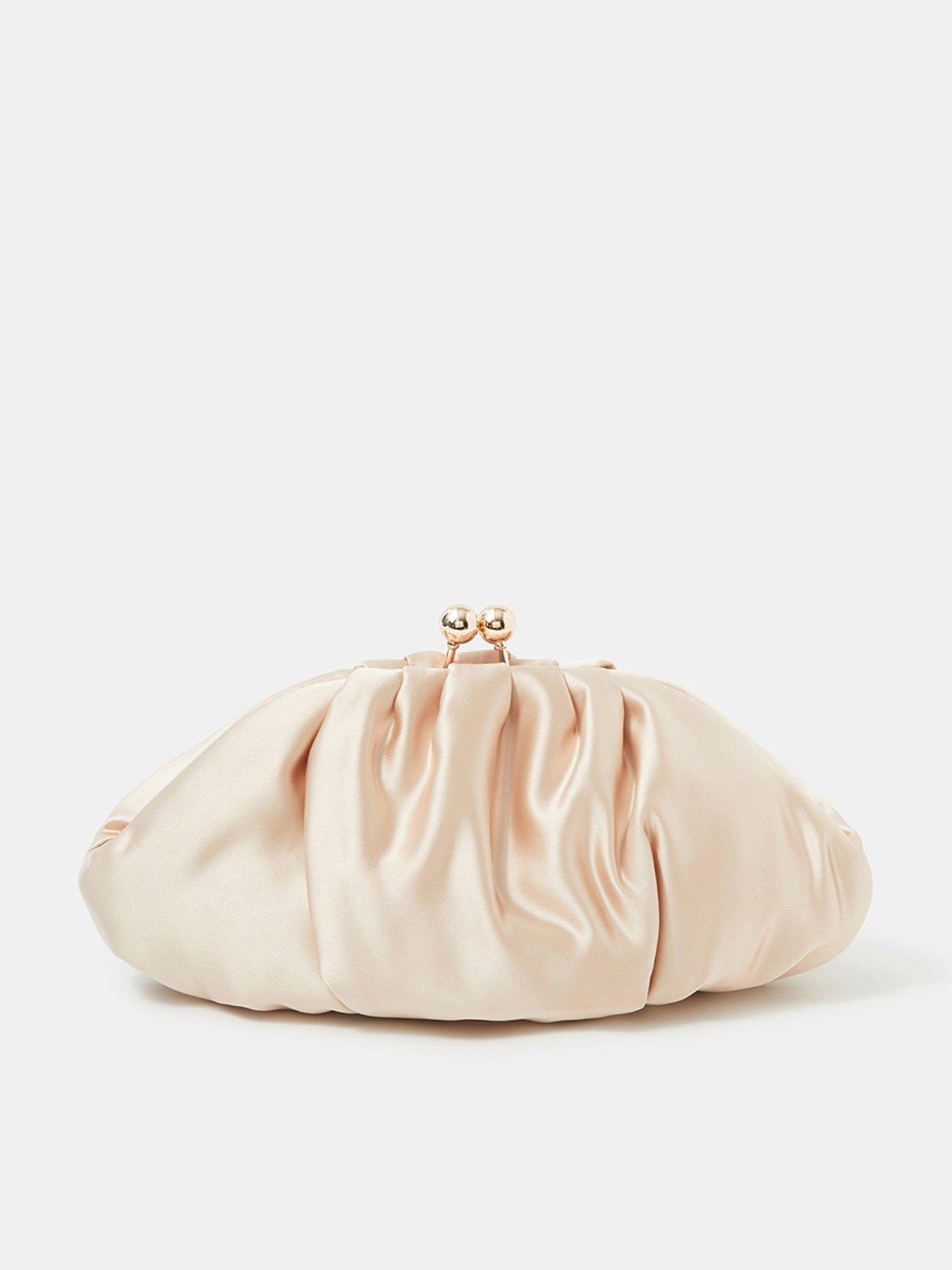 Image 1 of 5 of Accessorize Ruched Satin Clip Frame Clutch Bag