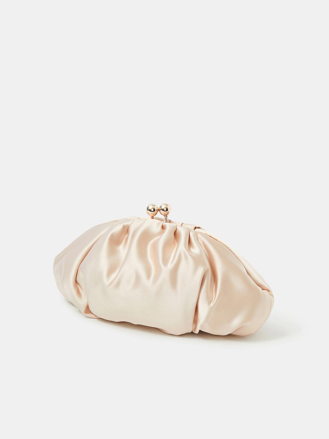 Image 3 of 5 of Accessorize Ruched Satin Clip Frame Clutch Bag
