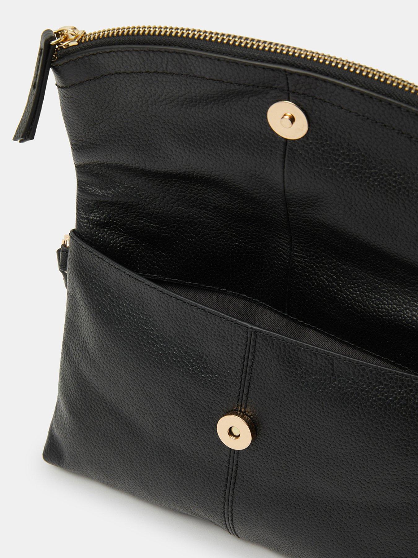 Image 5 of 5 of Accessorize Curved Foldover Leather Wristlet Bag