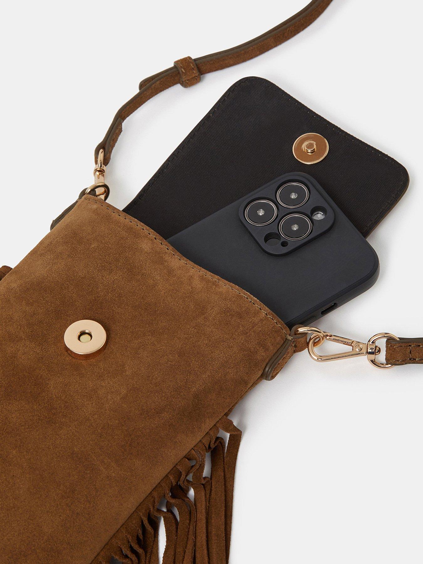 Image 5 of 5 of Accessorize Fringe Suede Phone Bag