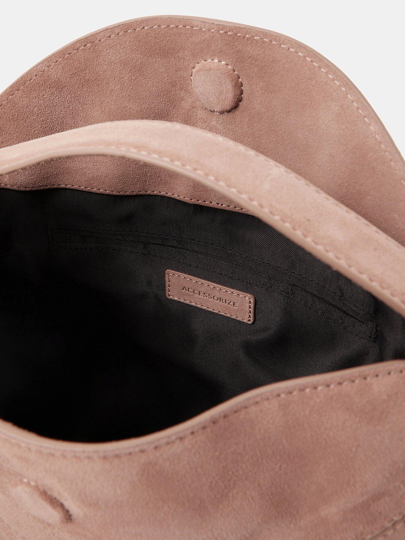 Image 4 of 5 of Accessorize Fold Top Suede Bag