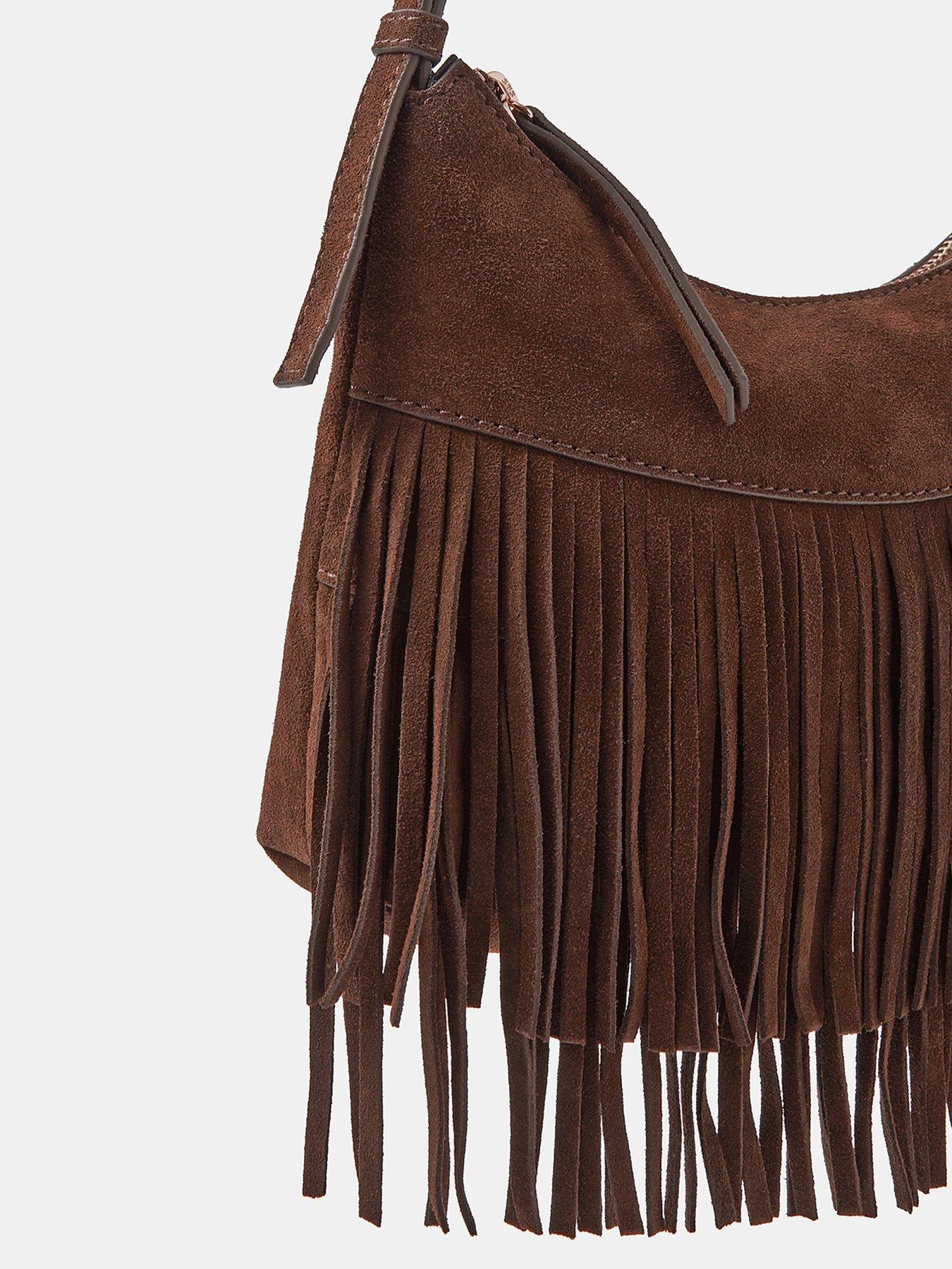 Image 5 of 5 of Accessorize Fringe Suede Crossbody Bag