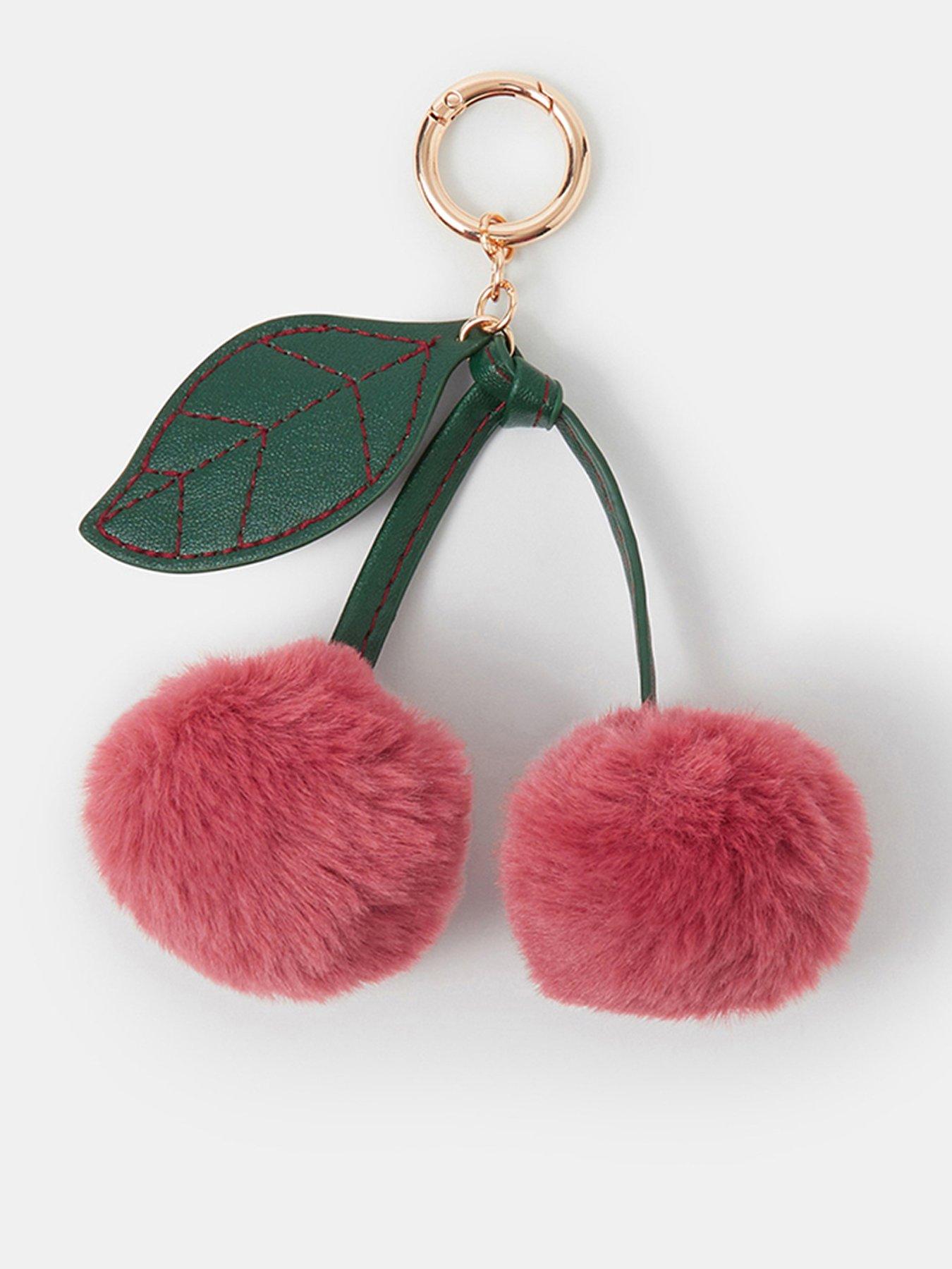 Image 1 of 3 of Accessorize Fluffy Cherry Bag Charm