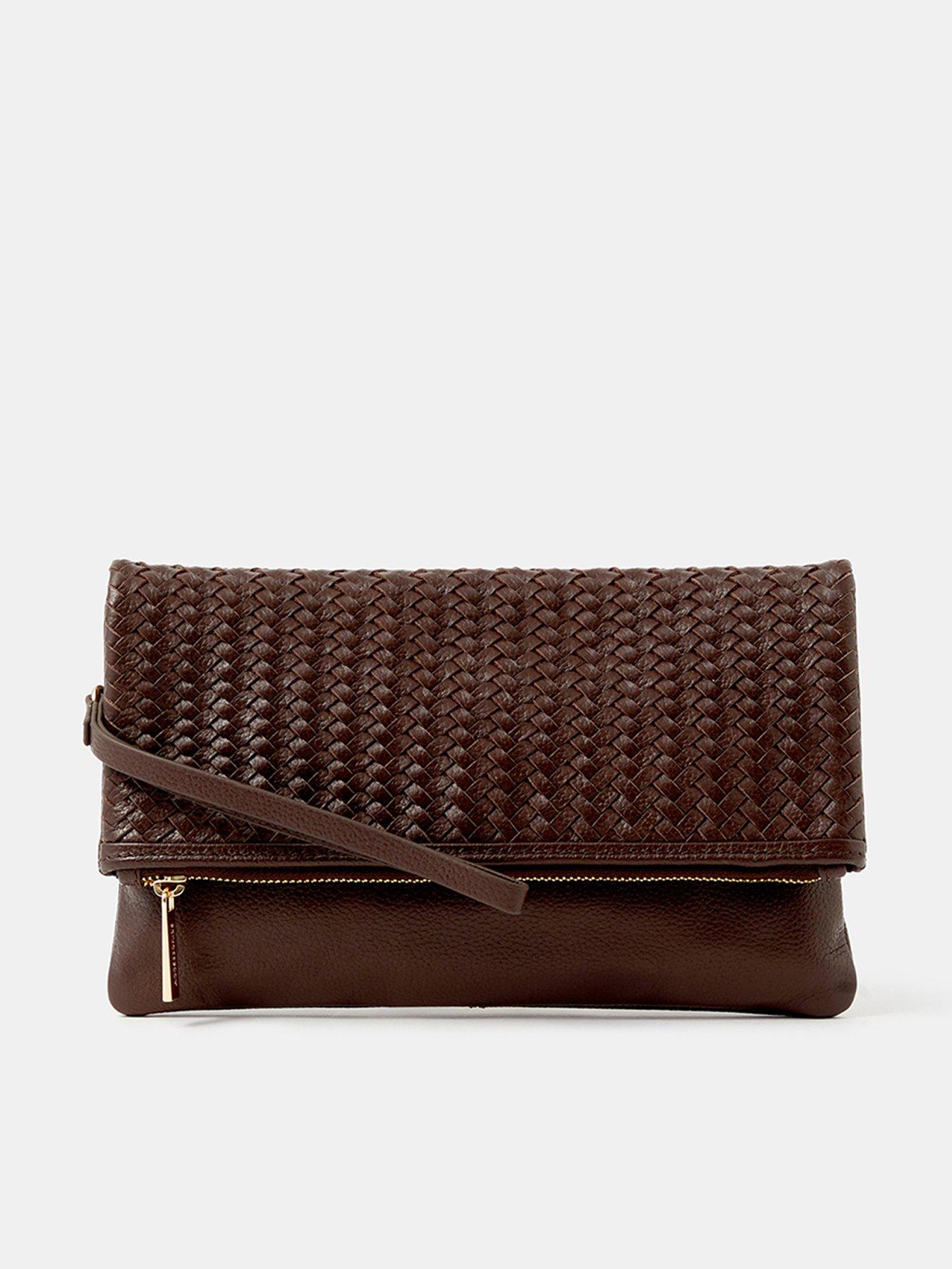 Accessorize Woven Leather Clutch Bag