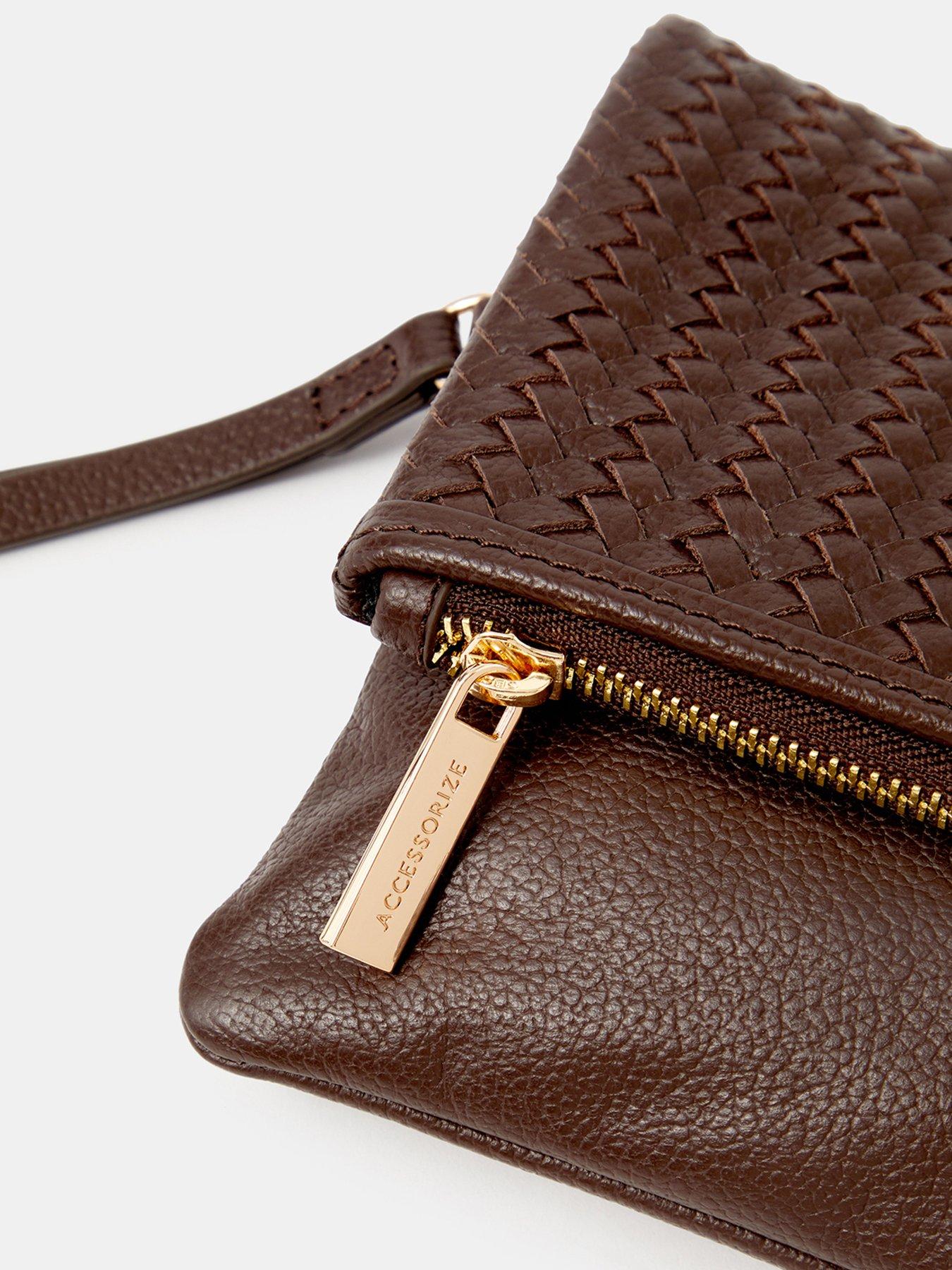 Image 4 of 5 of Accessorize Woven Leather Clutch Bag