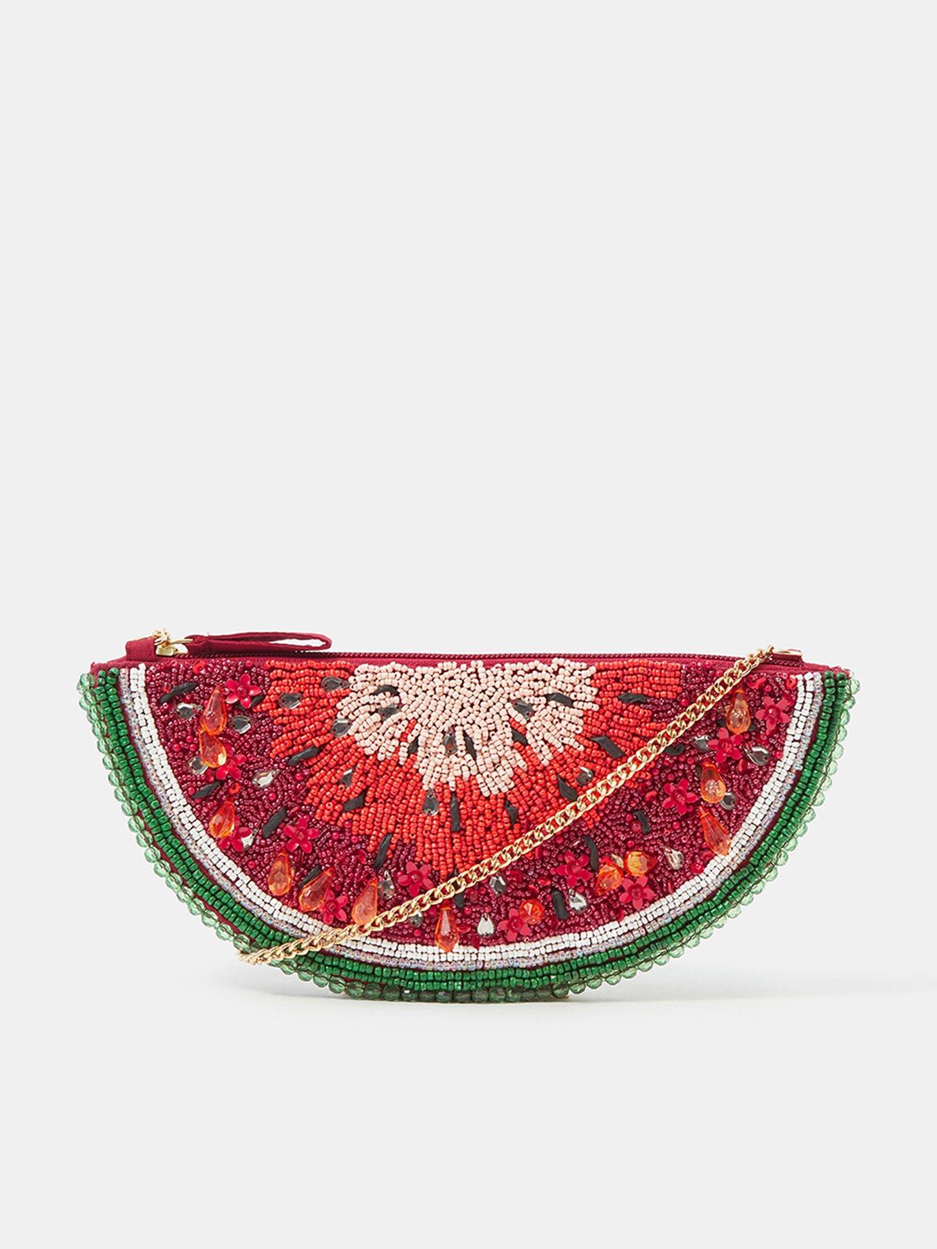 Image 1 of 5 of Accessorize Beaded Watermelon Crossbody Bag