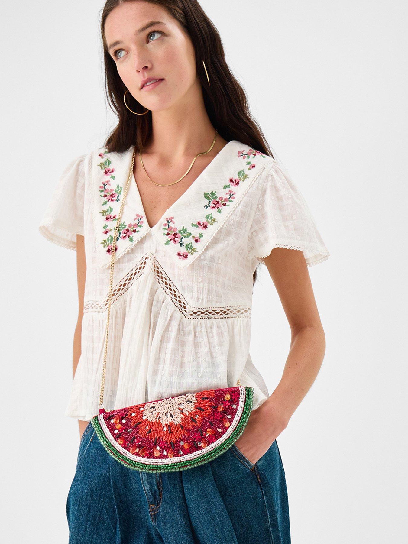 Image 2 of 5 of Accessorize Beaded Watermelon Crossbody Bag