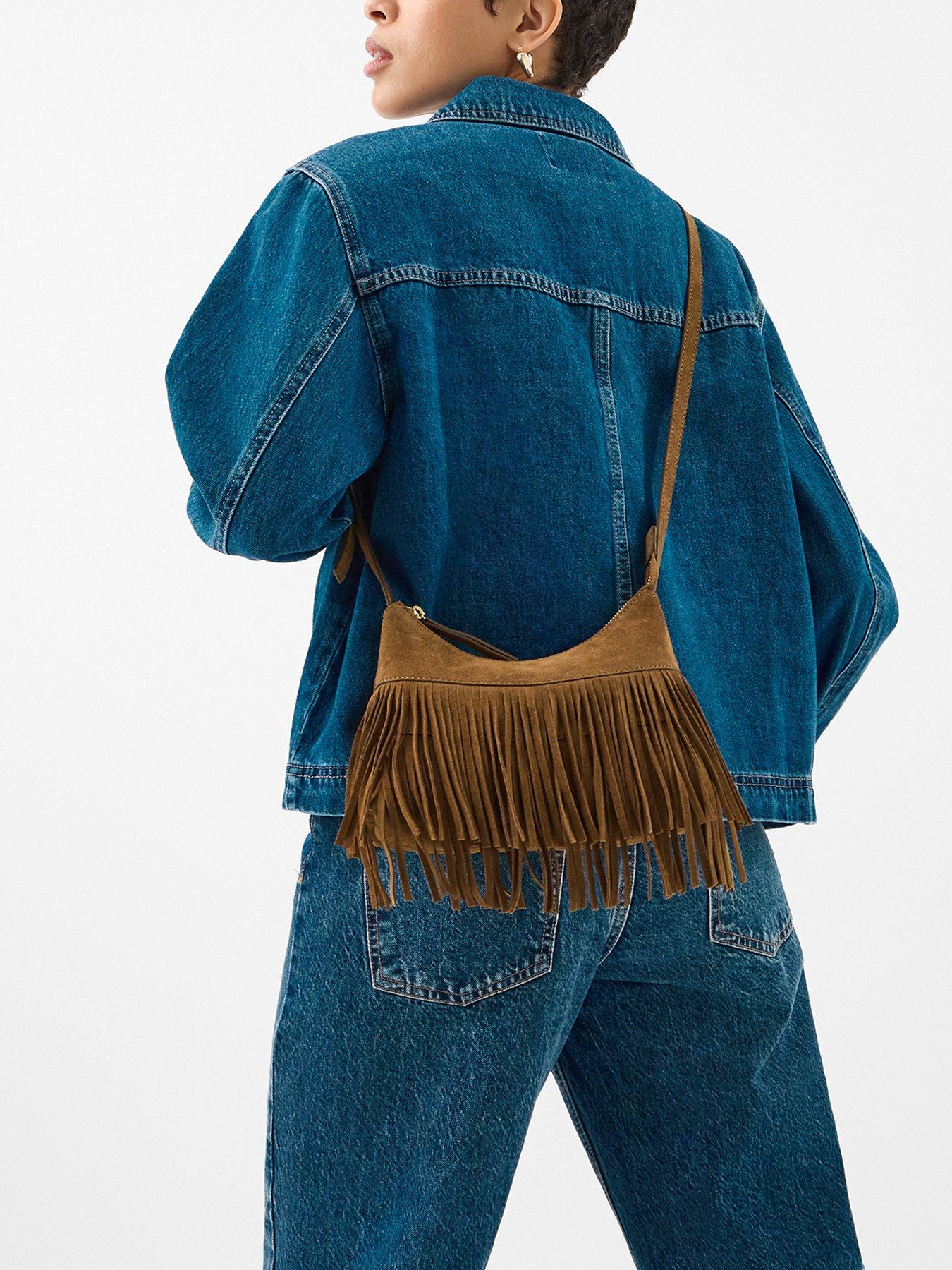 Image 2 of 5 of Accessorize Fringe Suede Crossbody Bag