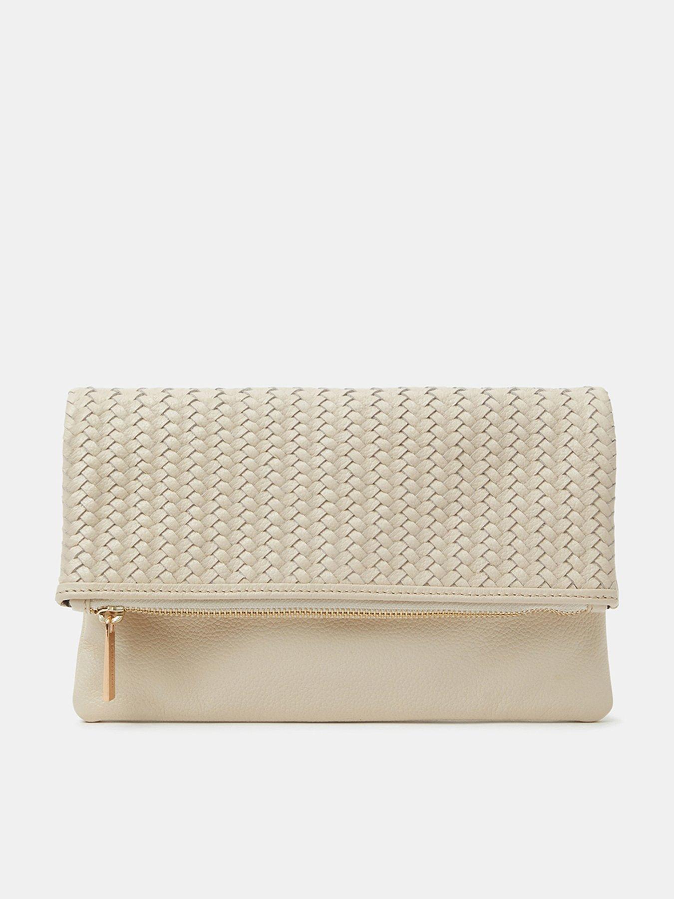 Image 1 of 5 of Accessorize Woven Leather Clutch Bag