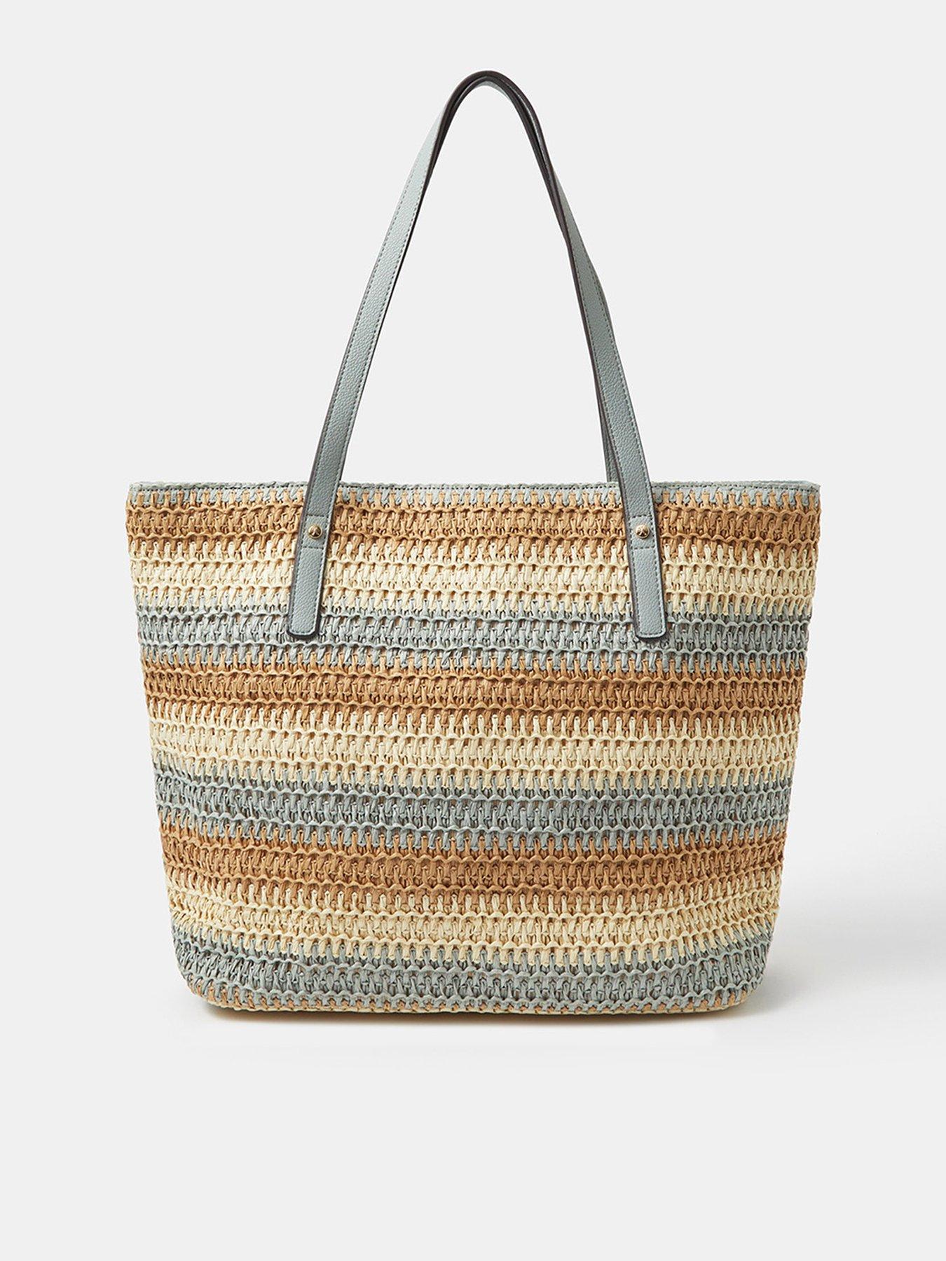 Image 1 of 5 of Accessorize Stripe Raffia Shoulder Bag