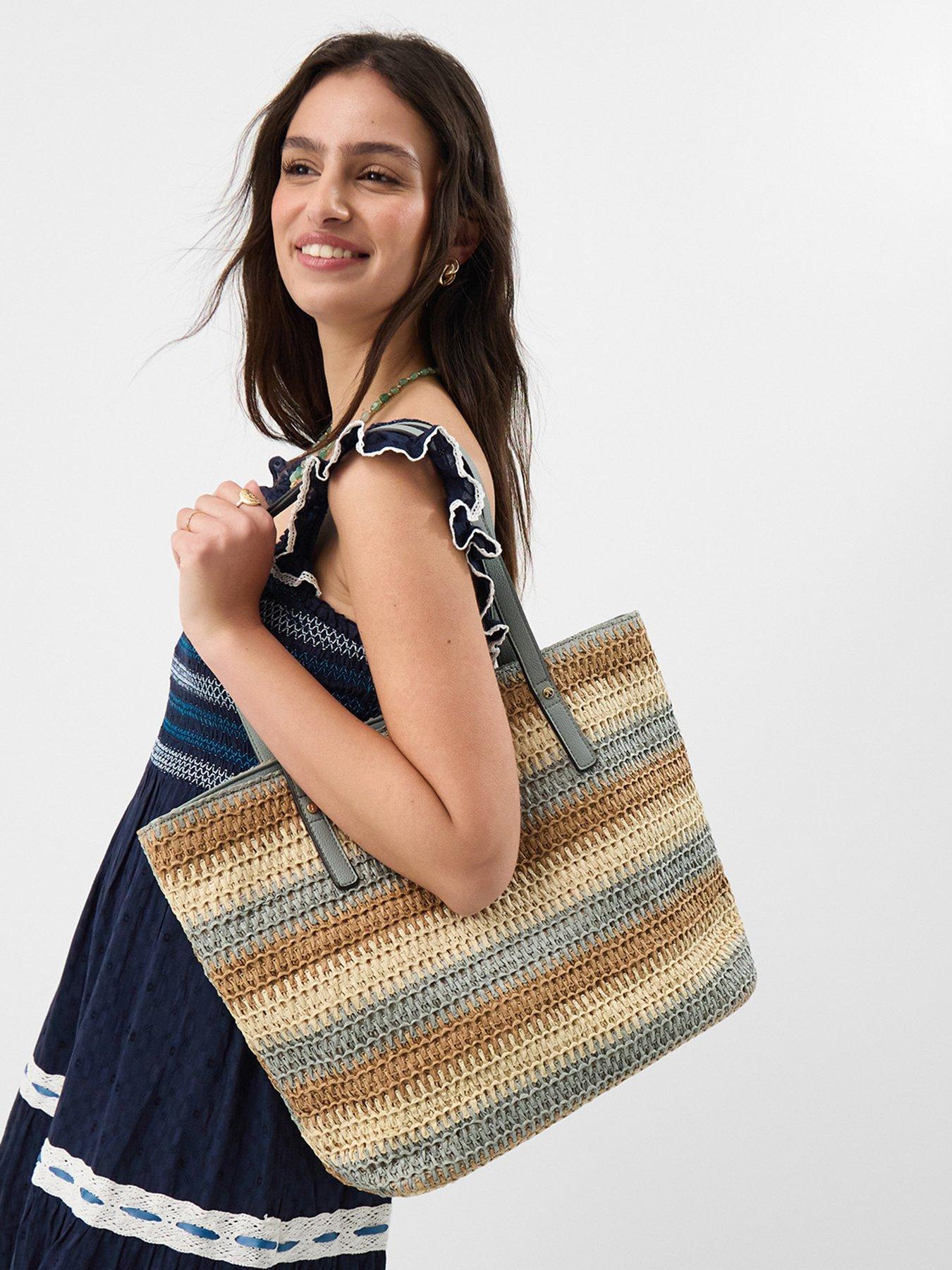 Image 2 of 5 of Accessorize Stripe Raffia Shoulder Bag