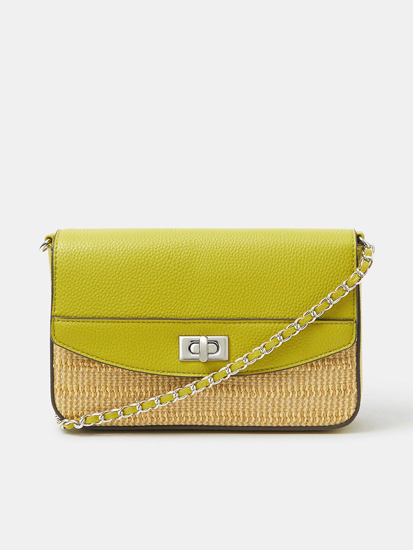 Image 1 of 5 of Accessorize Twistlock Raffia Crossbody Bag