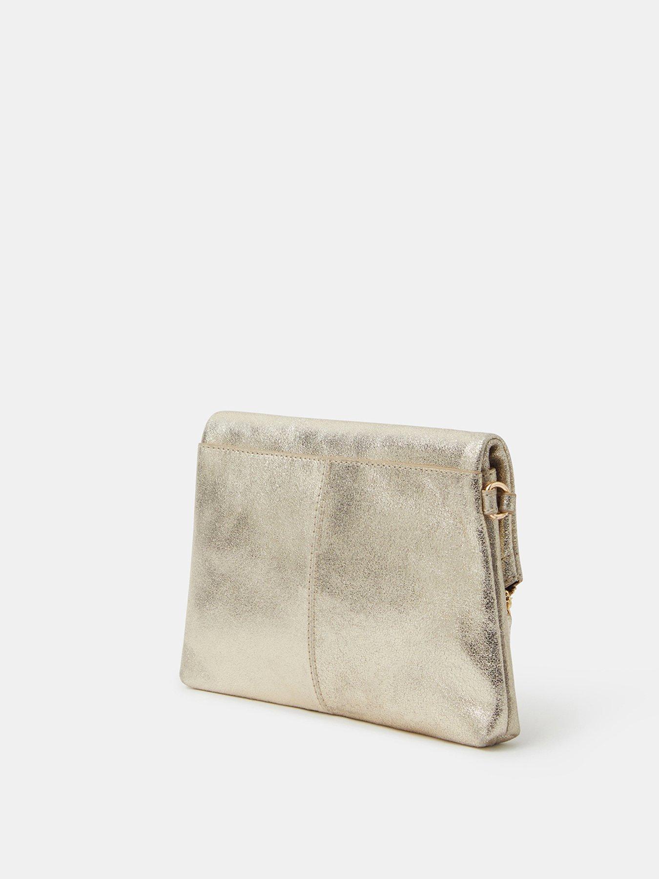 Image 3 of 5 of Accessorize Fold-over Metallic Leather Clutch Bag