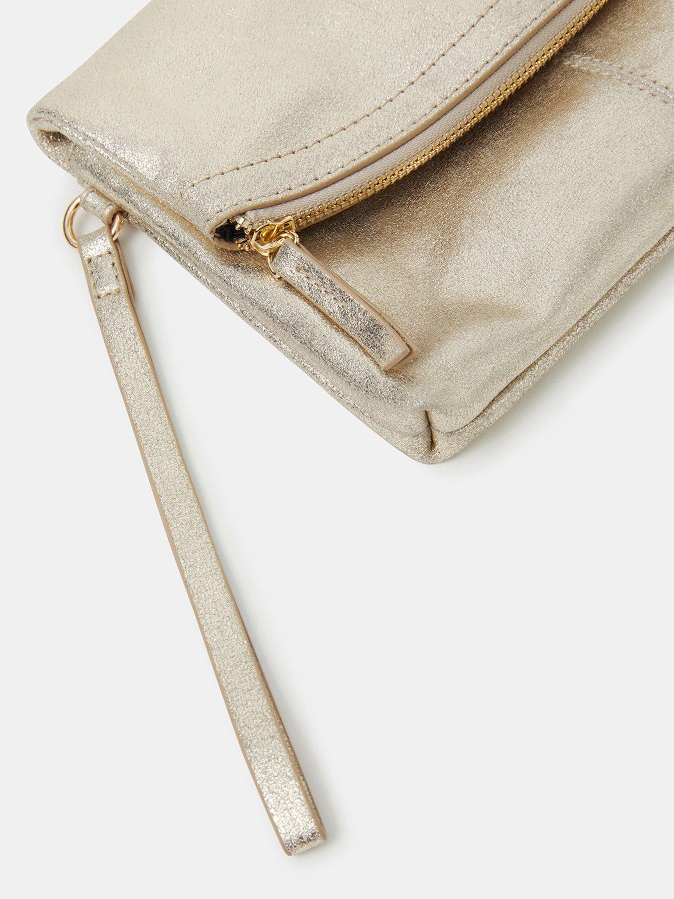 Image 4 of 5 of Accessorize Fold-over Metallic Leather Clutch Bag