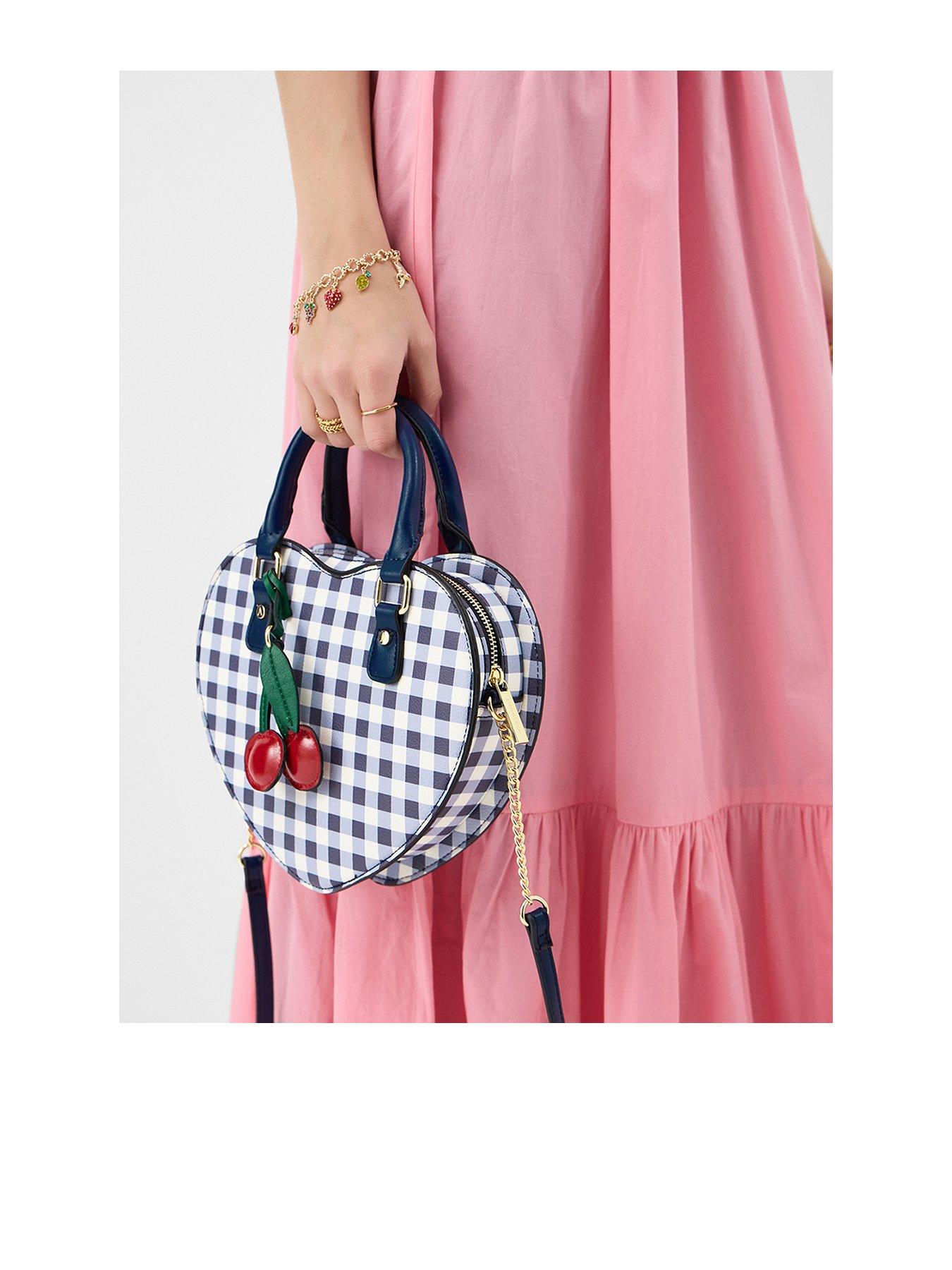 Image 1 of 5 of Accessorize Gingham Heart Crossbody Bag