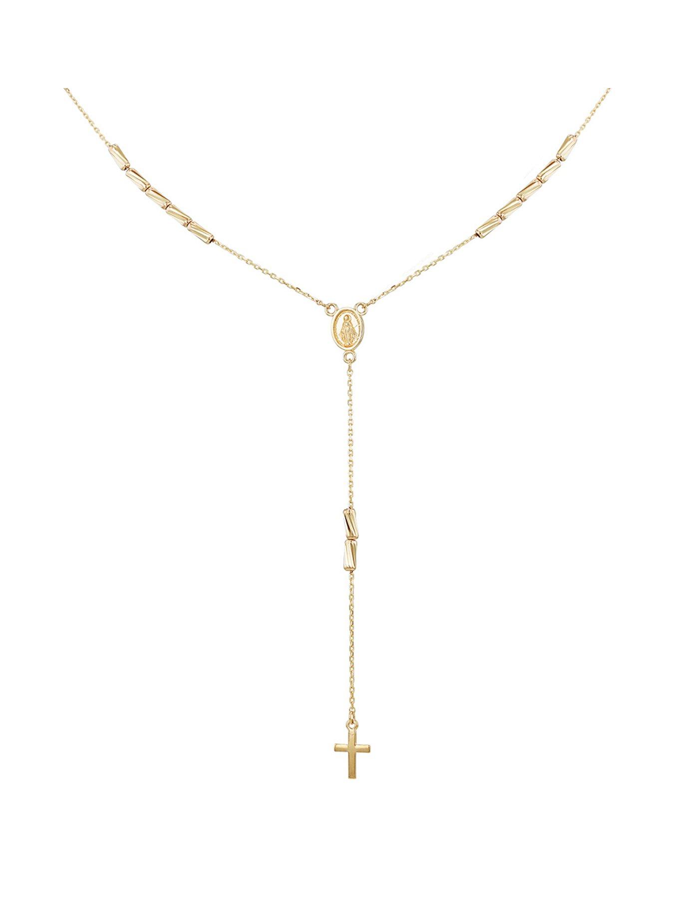 The Love Collection 9ct Yellow Gold Rosary Necklet 43cm/17'-46cm/18'