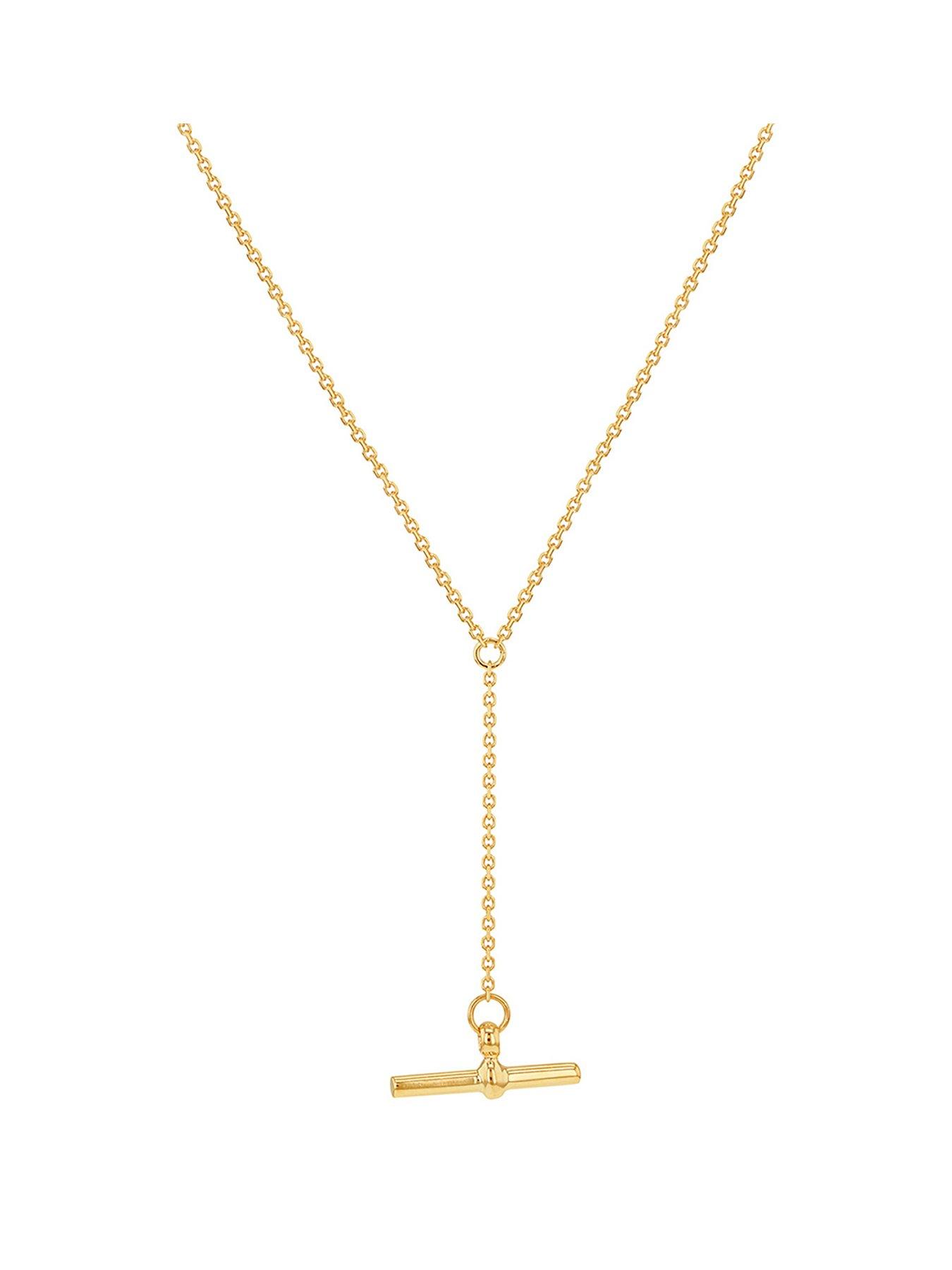 Image 1 of 4 of The Love Collection 9ct Yellow Gold T-Bar Diamond Cut Trace Chain