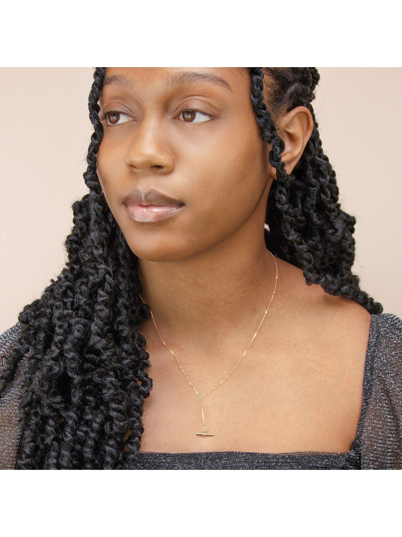Image 4 of 4 of The Love Collection 9ct Yellow Gold T-Bar Diamond Cut Trace Chain