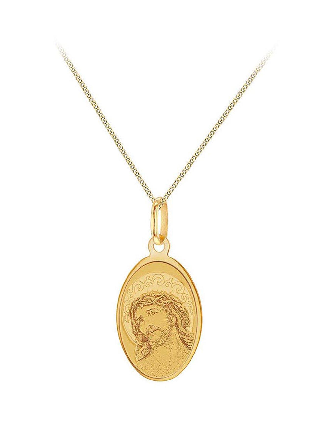 Image 1 of 4 of The Love Collection 9ct Yellow Gold Oval Christ Pendant