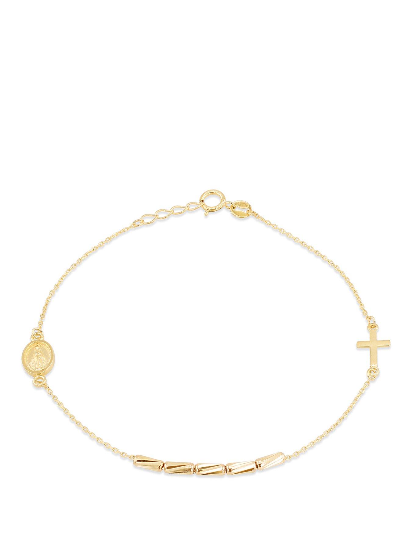 The Love Collection 9ct Yellow Gold Rosary Bracelet 18cm/7'-19cm/7.5'