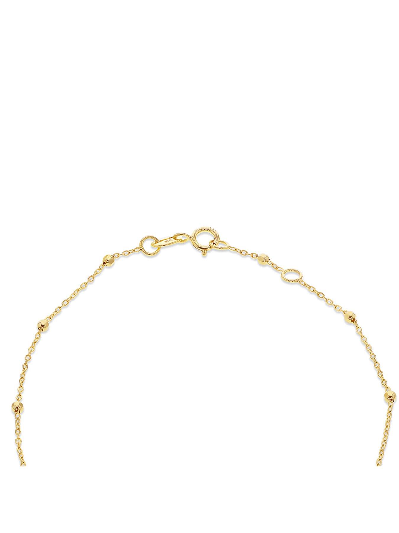Image 3 of 5 of The Love Collection 9ct Yellow Gold Shimmer Heart Adjustable Trace and Ball Bracelet 18cm/7'-19cm/7.5'