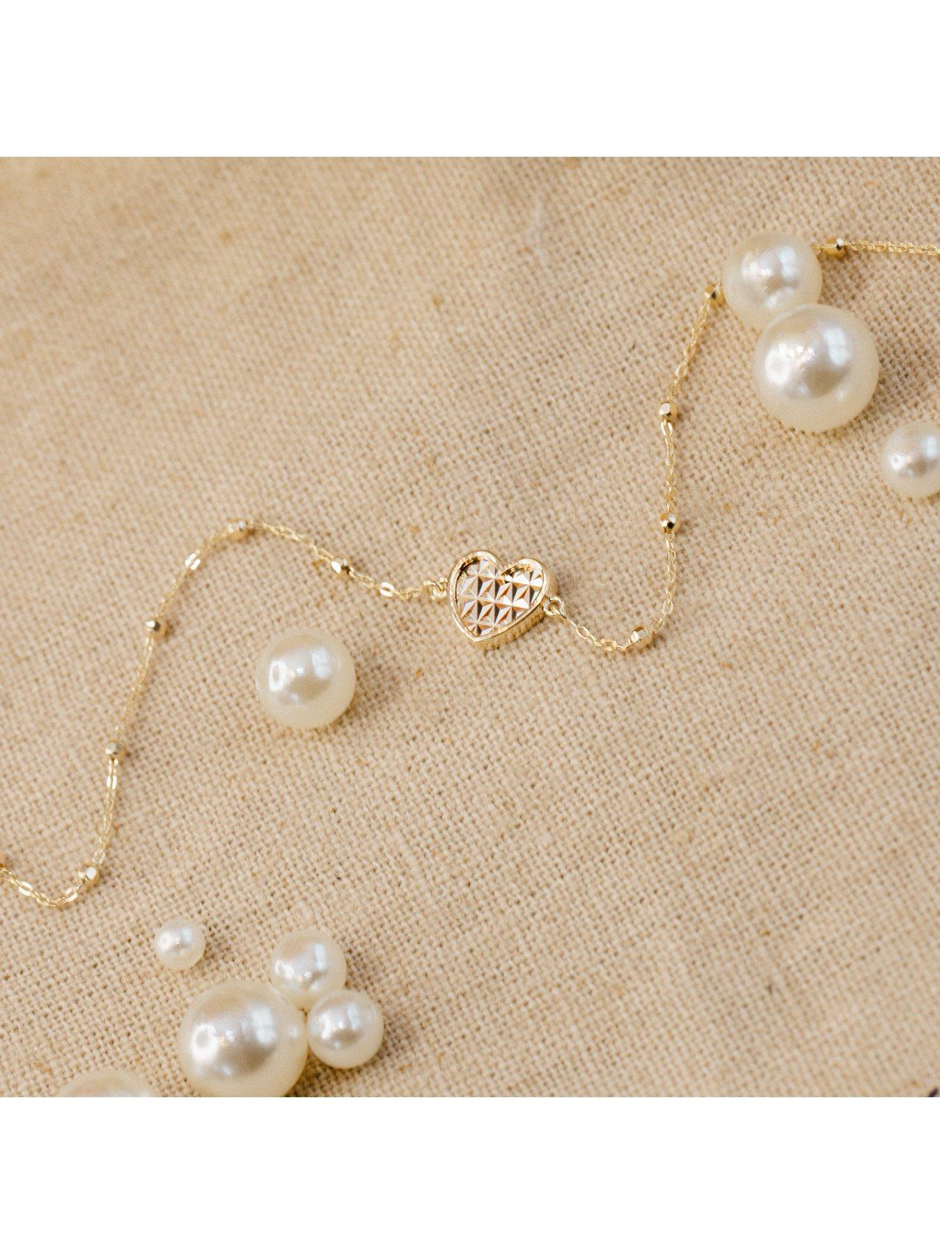Image 5 of 5 of The Love Collection 9ct Yellow Gold Shimmer Heart Adjustable Trace and Ball Bracelet 18cm/7'-19cm/7.5'