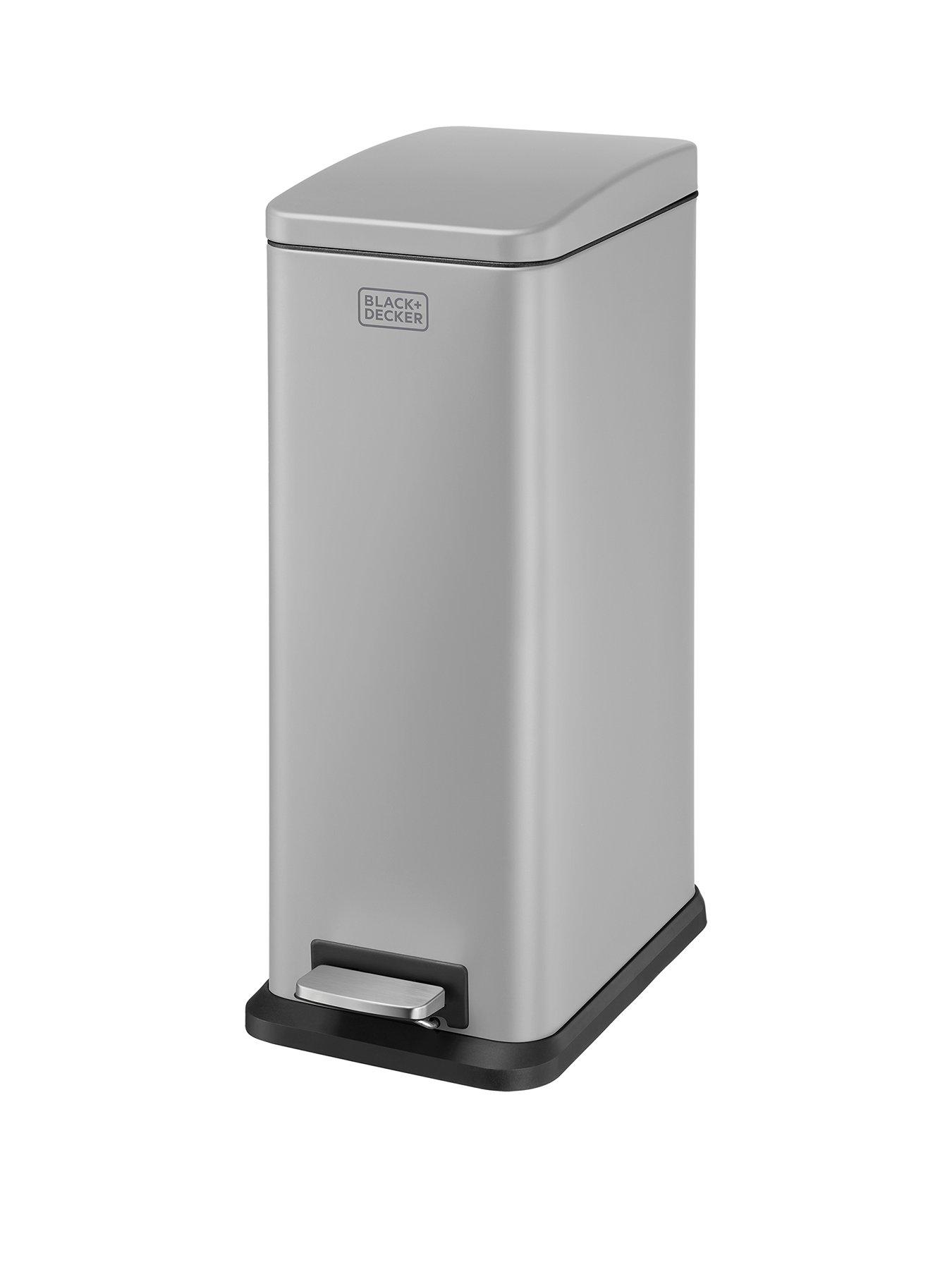 black-decker-bd-20l-slimline-soft-close-pedal-bin-greystillFront