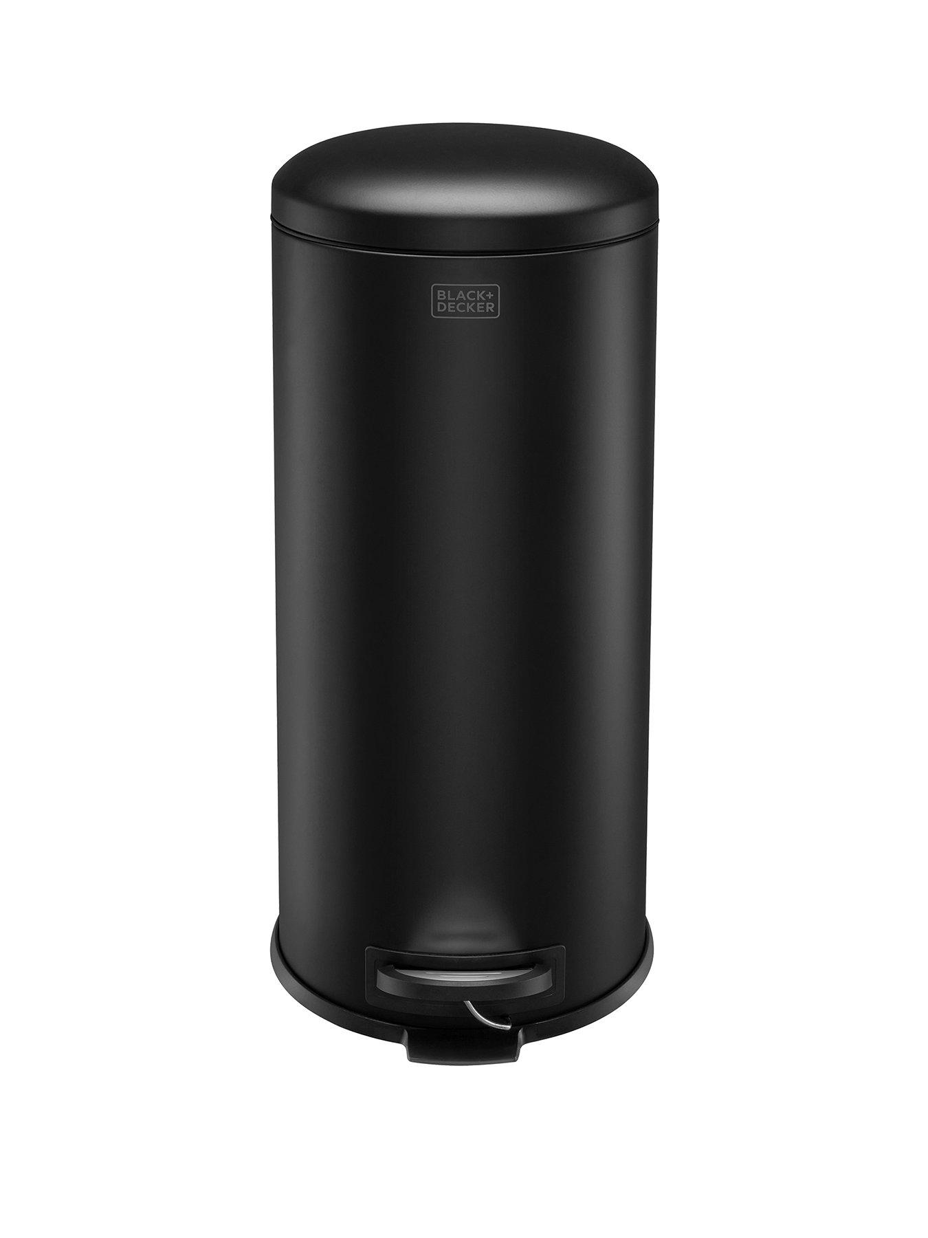 black-decker-bd-30l-dome-lid-pedal-bin-matt-blackstillFront