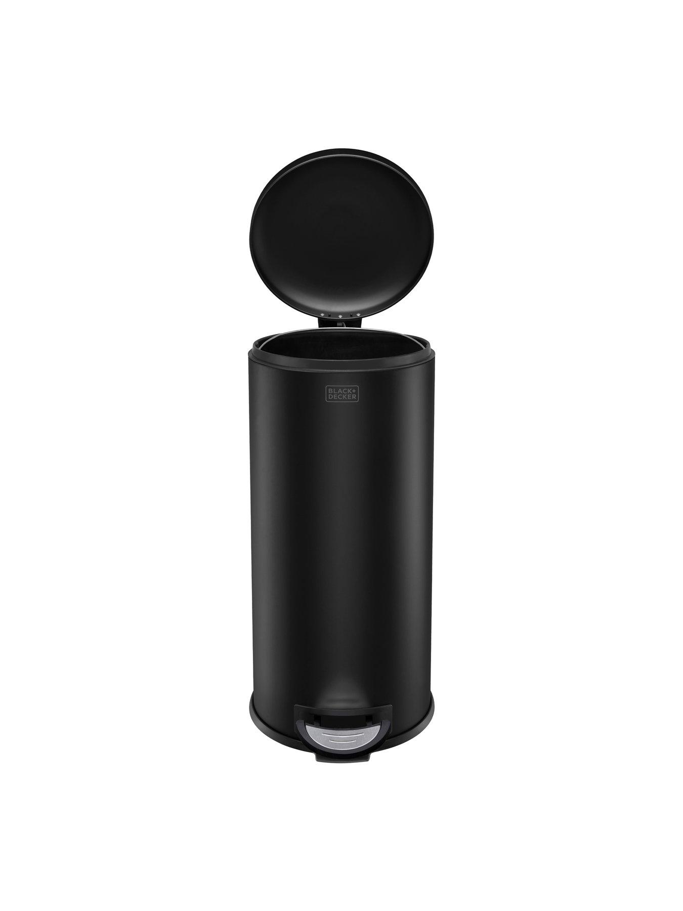 black-decker-bd-30l-dome-lid-pedal-bin-matt-blackdetail